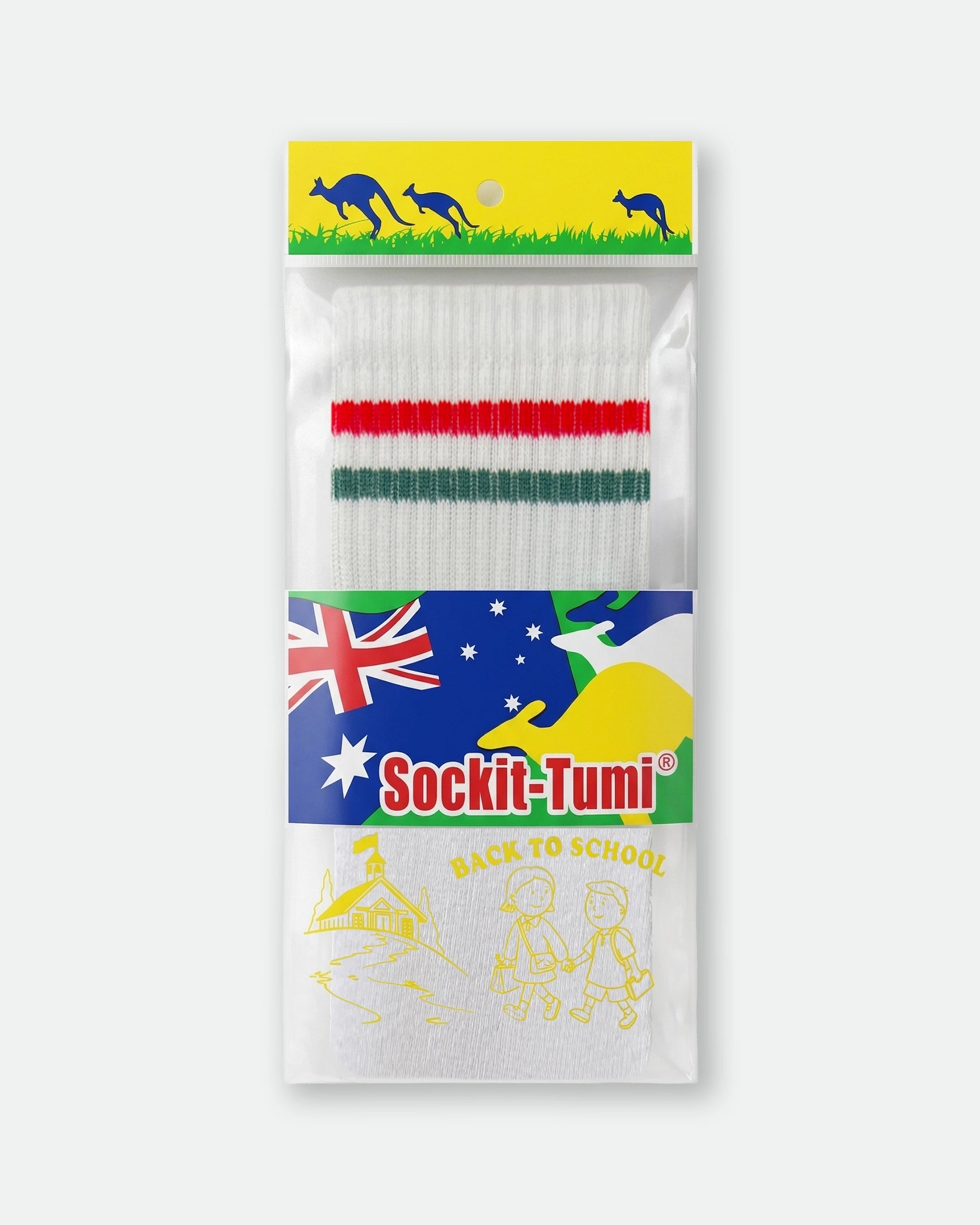Sockit-Tumi Custom Cushioned School Socks Striped Red and Green