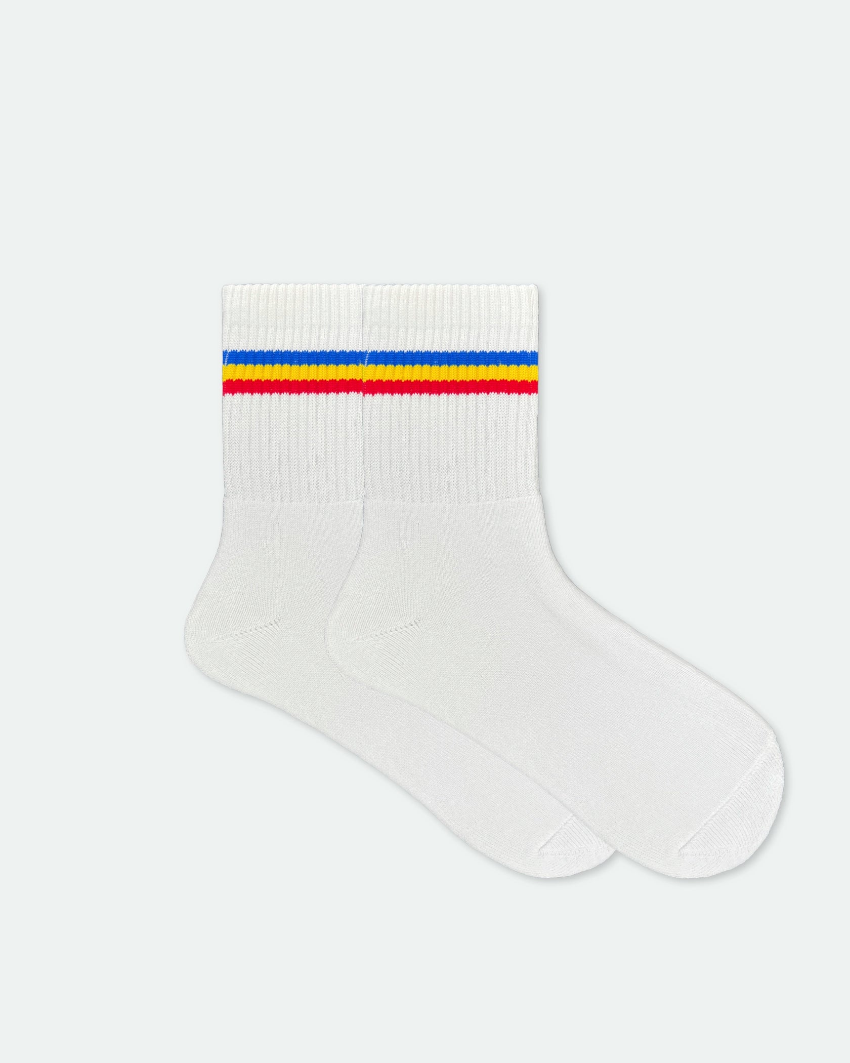 Sockit-Tumi Custom Cushioned School Socks Striped Blue/Yellow/Red