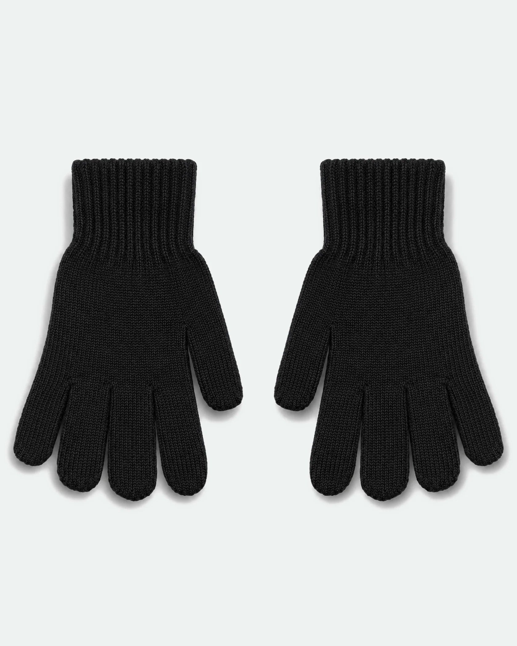 Full Finger Knit Acrylic Gloves Black - Angle 2