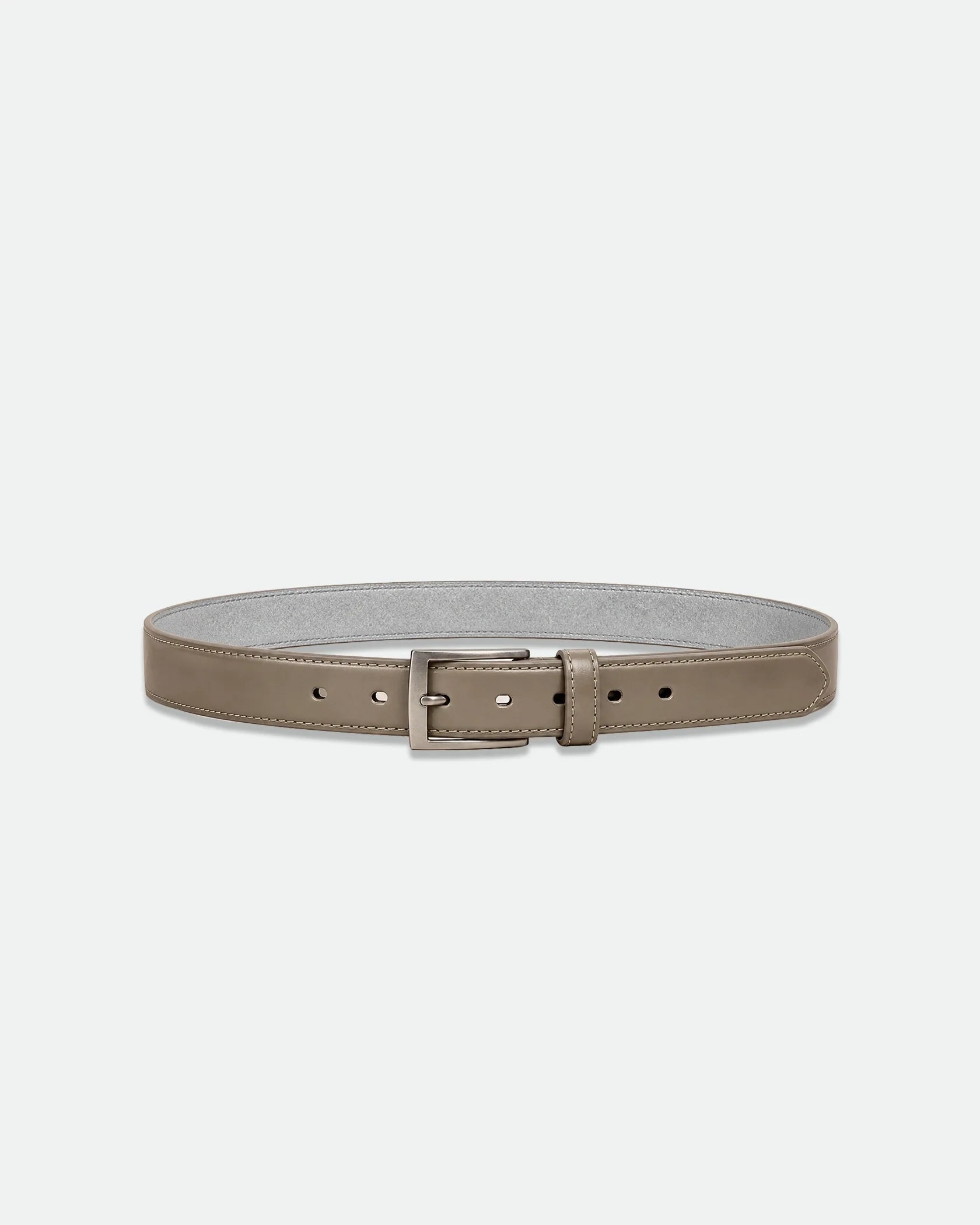 Taupe Smooth Leather Belt with Polished Gunmetal Pin Buckle 28mm