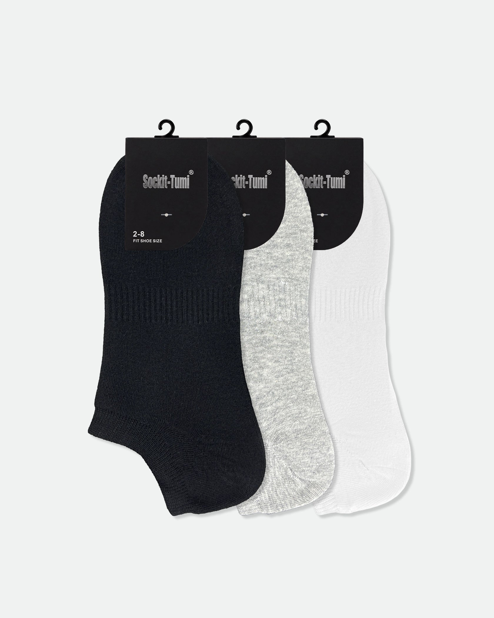 Women's Super Low-Cut Cotton Ankle Sport Socks Black Grey White