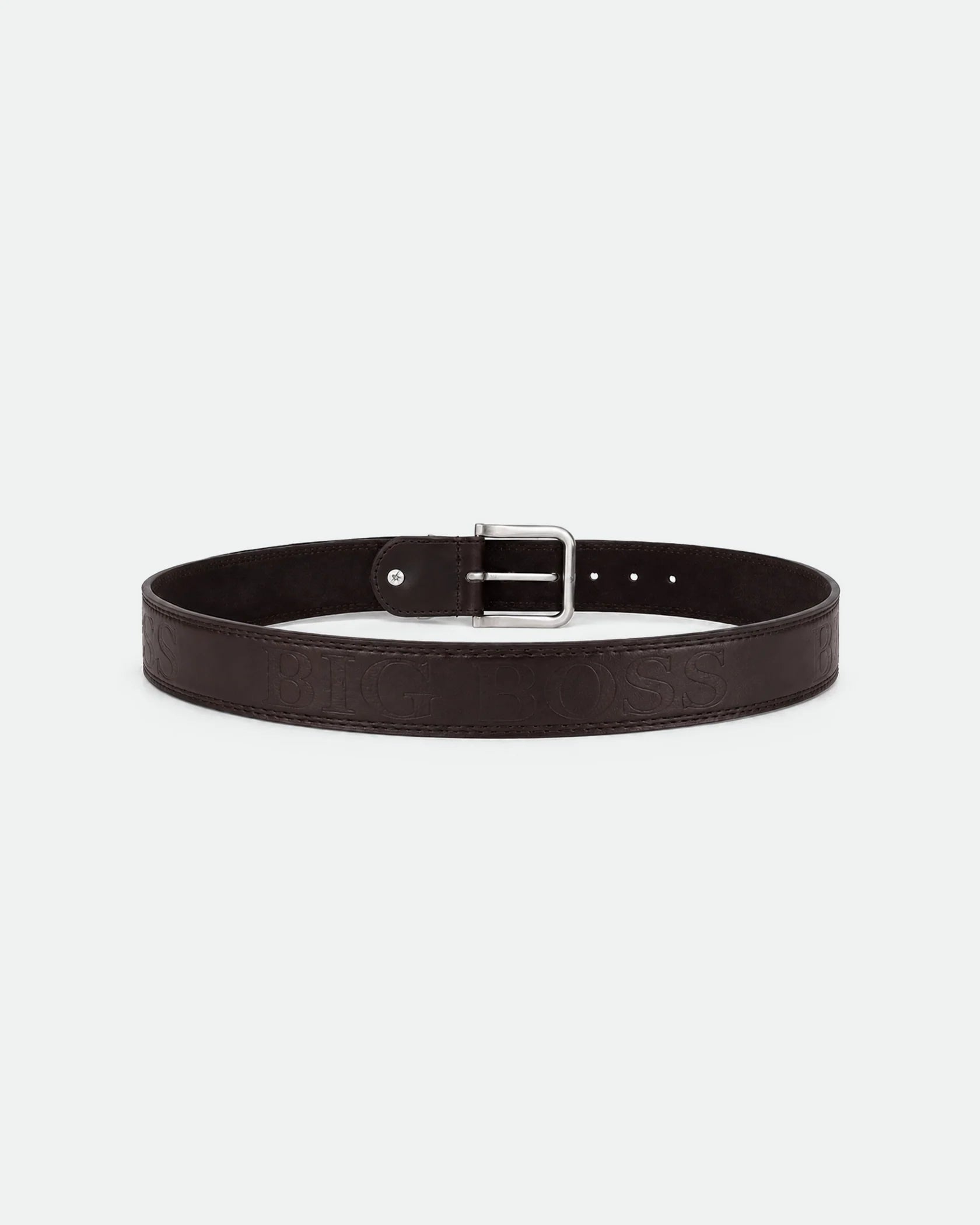 Dark Brown Leather Big Boss Branded Belt 38mm - Back