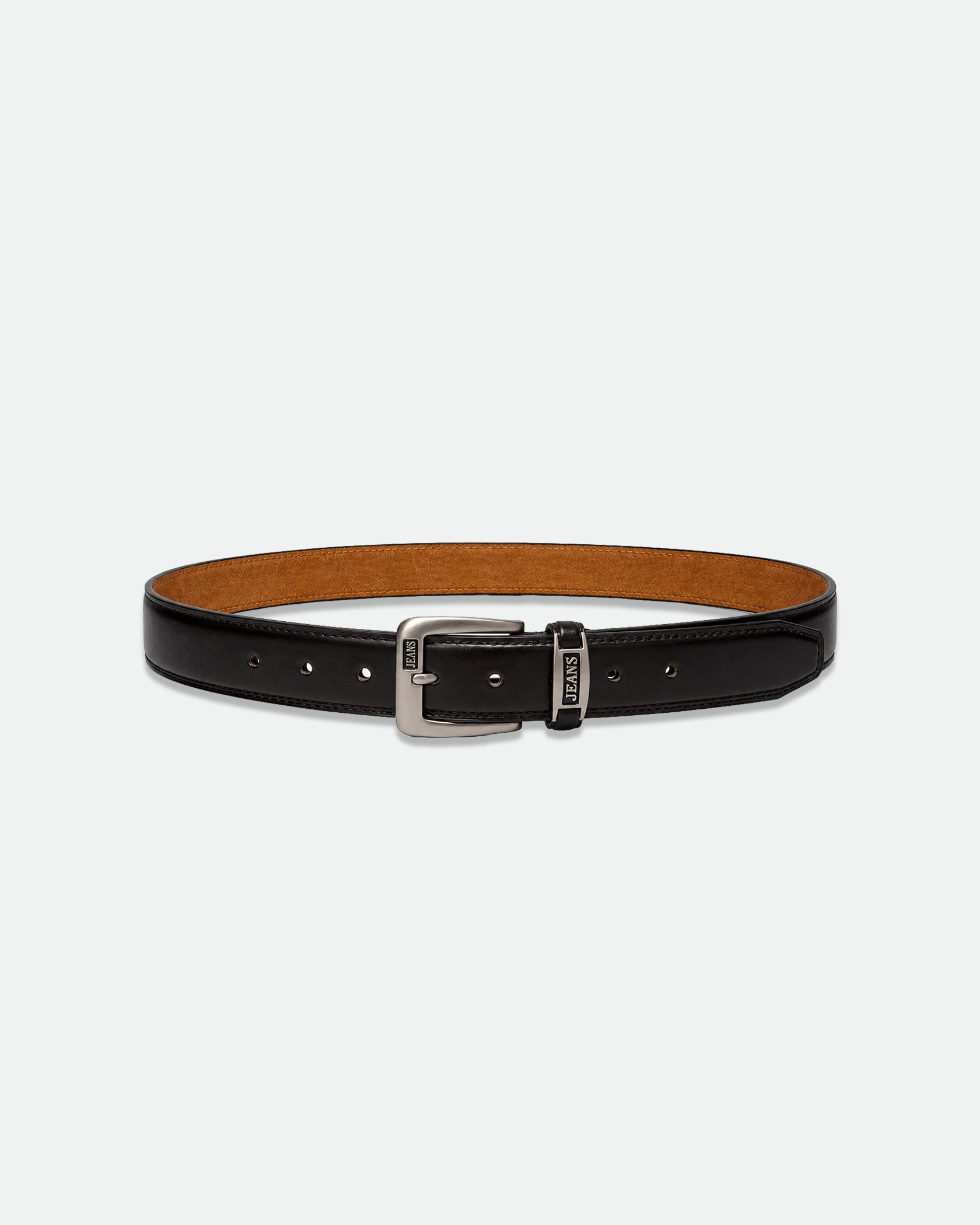 Dark Brown Jeans Leather Belt with Antique Keeper and Buckle 38mm
