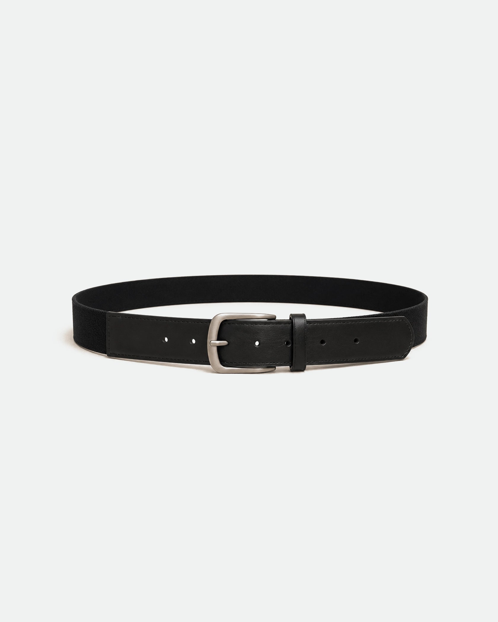 Black Canvas and Leather Combination Belt with Gunmetal Buckle 38mm