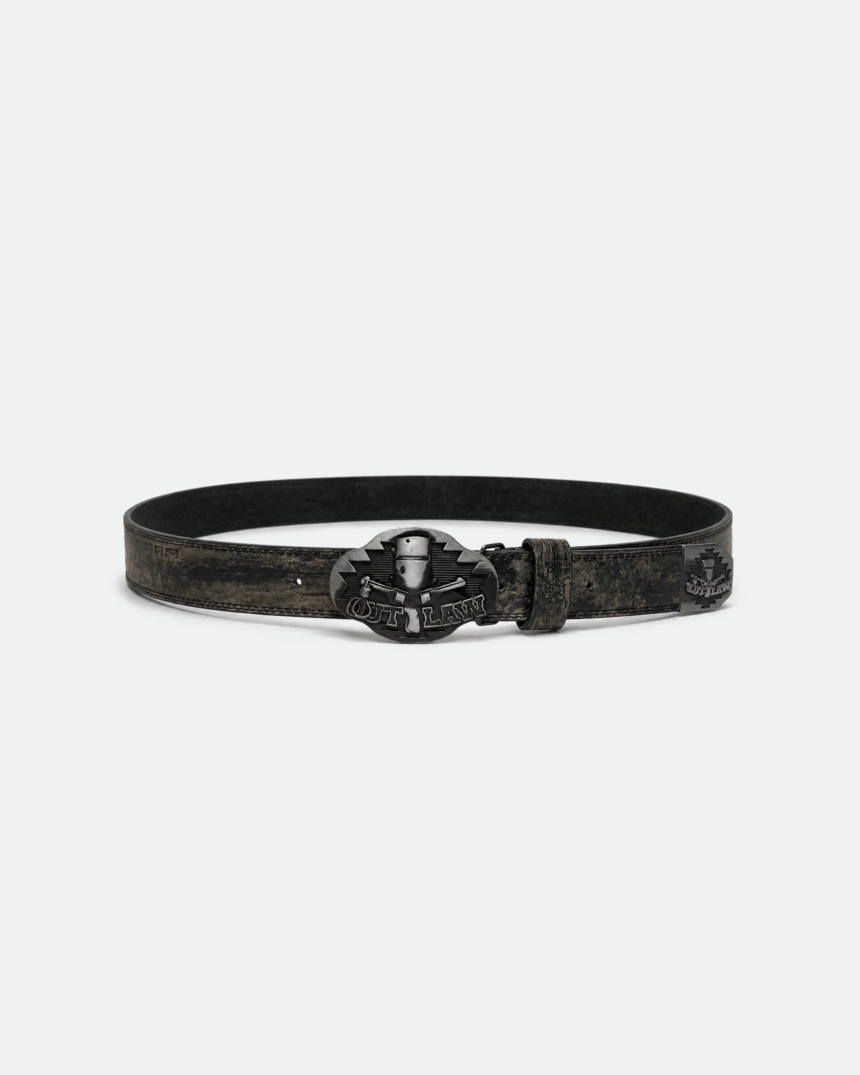 Distressed Black Outlaw Western Leather Belt 38mm