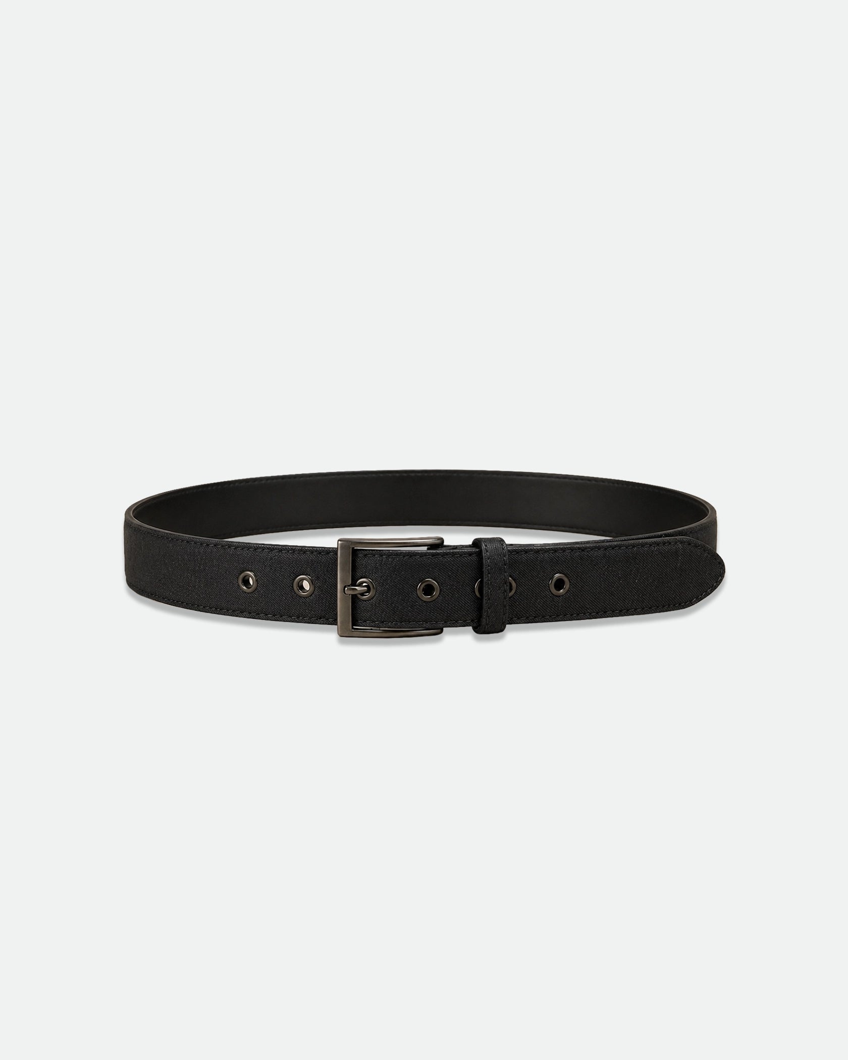 Black Denim Belt with Metal Eyelet Grommets and Gunmetal Buckle 40mm