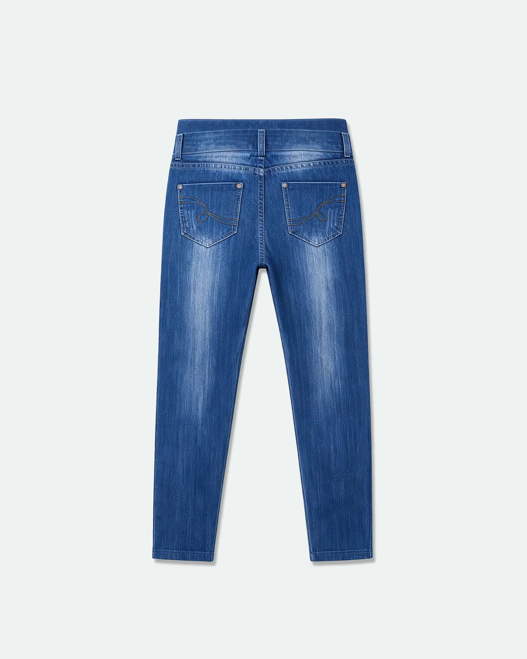Denim Print Jean Leggings Mid Blue Wash L-XL - Back