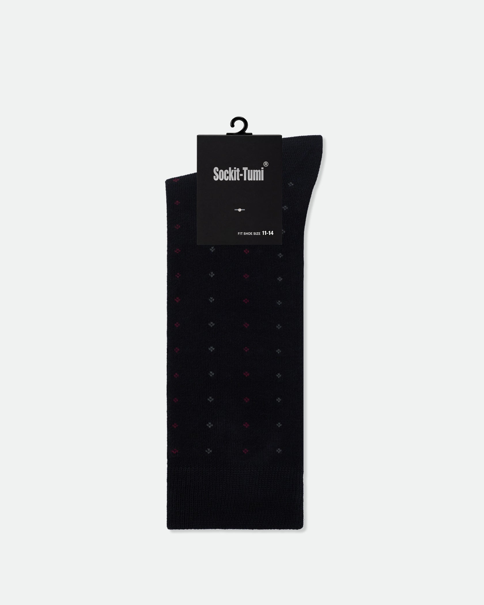 Men's Cotton Patterned Business Dress Socks Mini Red Diamond Black King Size