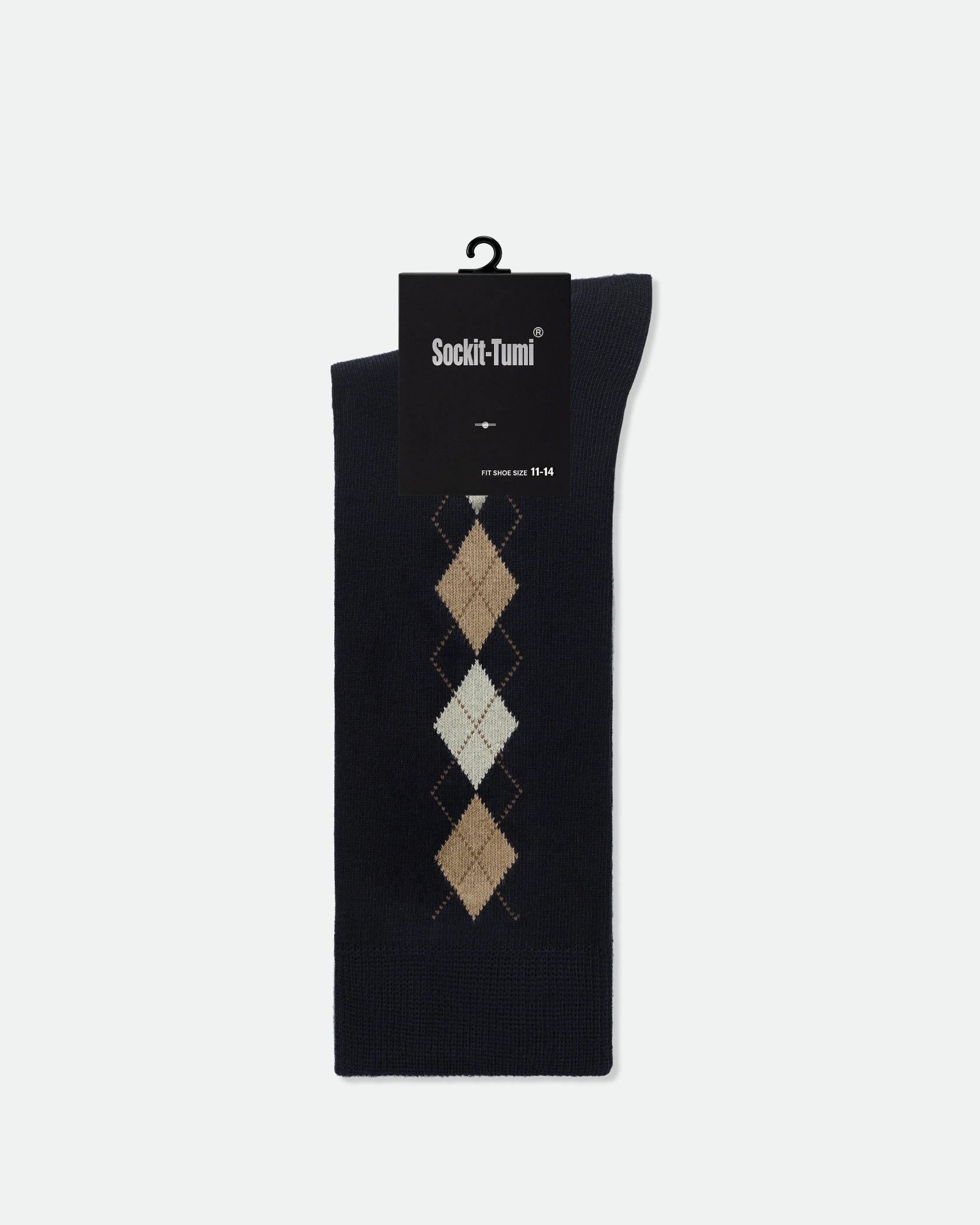 Men's Cotton Patterned Business Dress Socks Argyle Black King Size