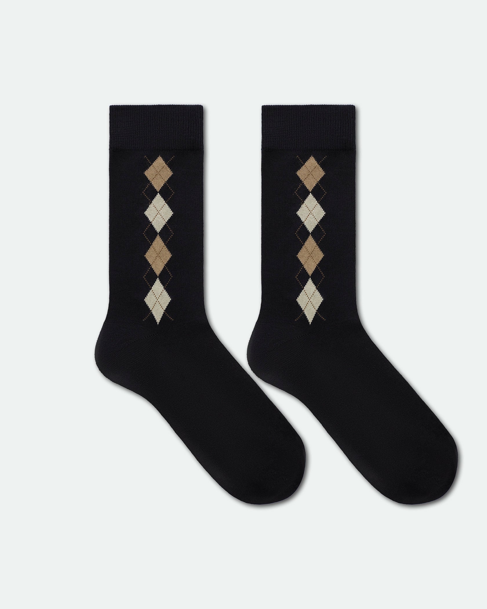 Men's Cotton Patterned Business Dress Socks Argyle Black King Size