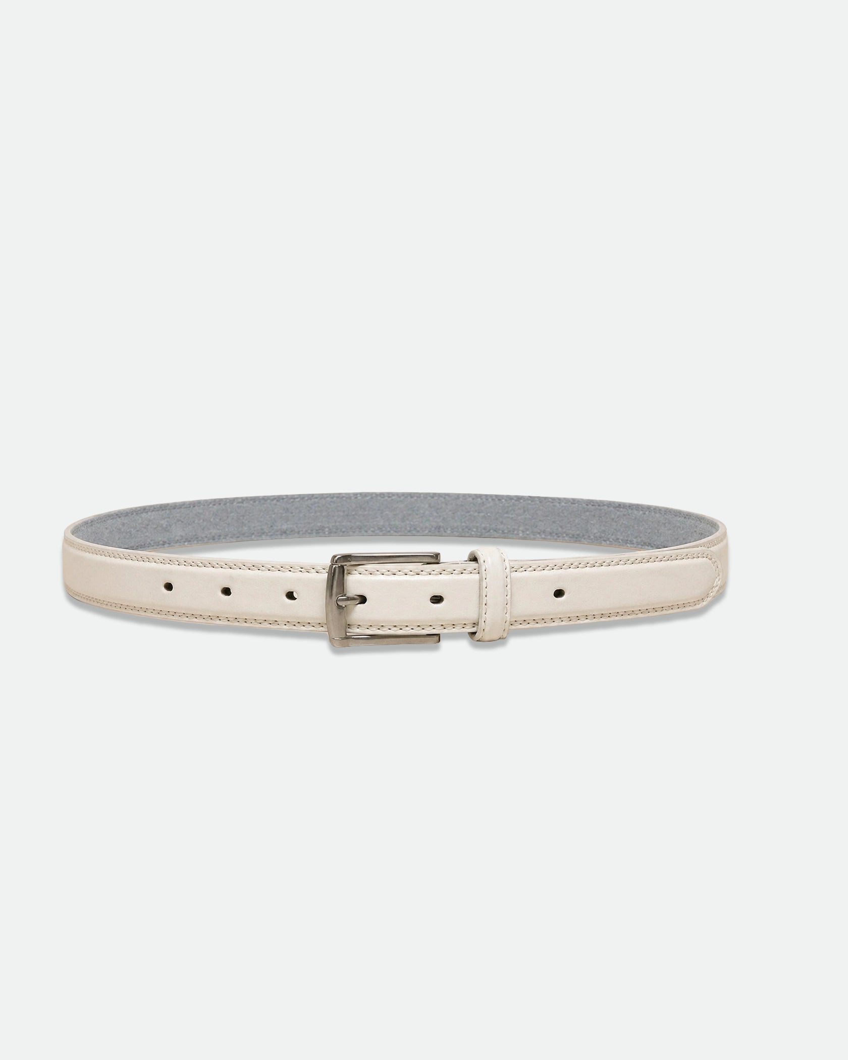 Ivory Smooth Leather Belt with Tonal Stitching and Suede Backing 28mm