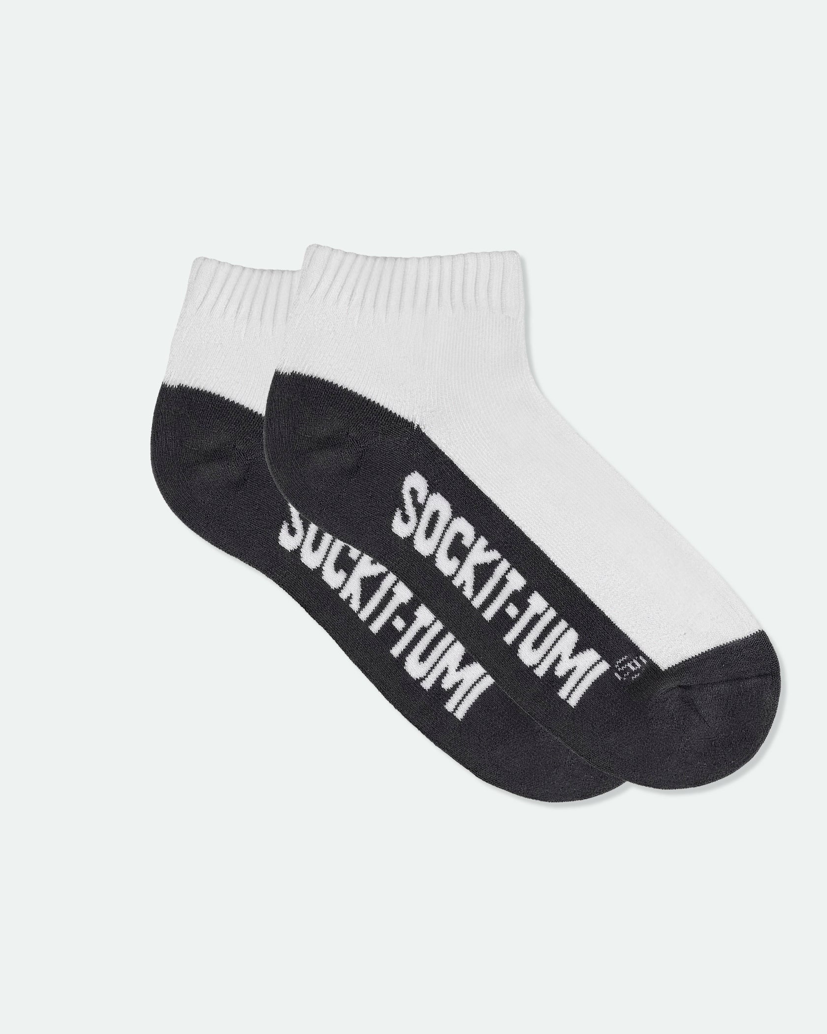Men's Cotton Half Cushion Two Tone Ankle Sport Socks Dark Grey