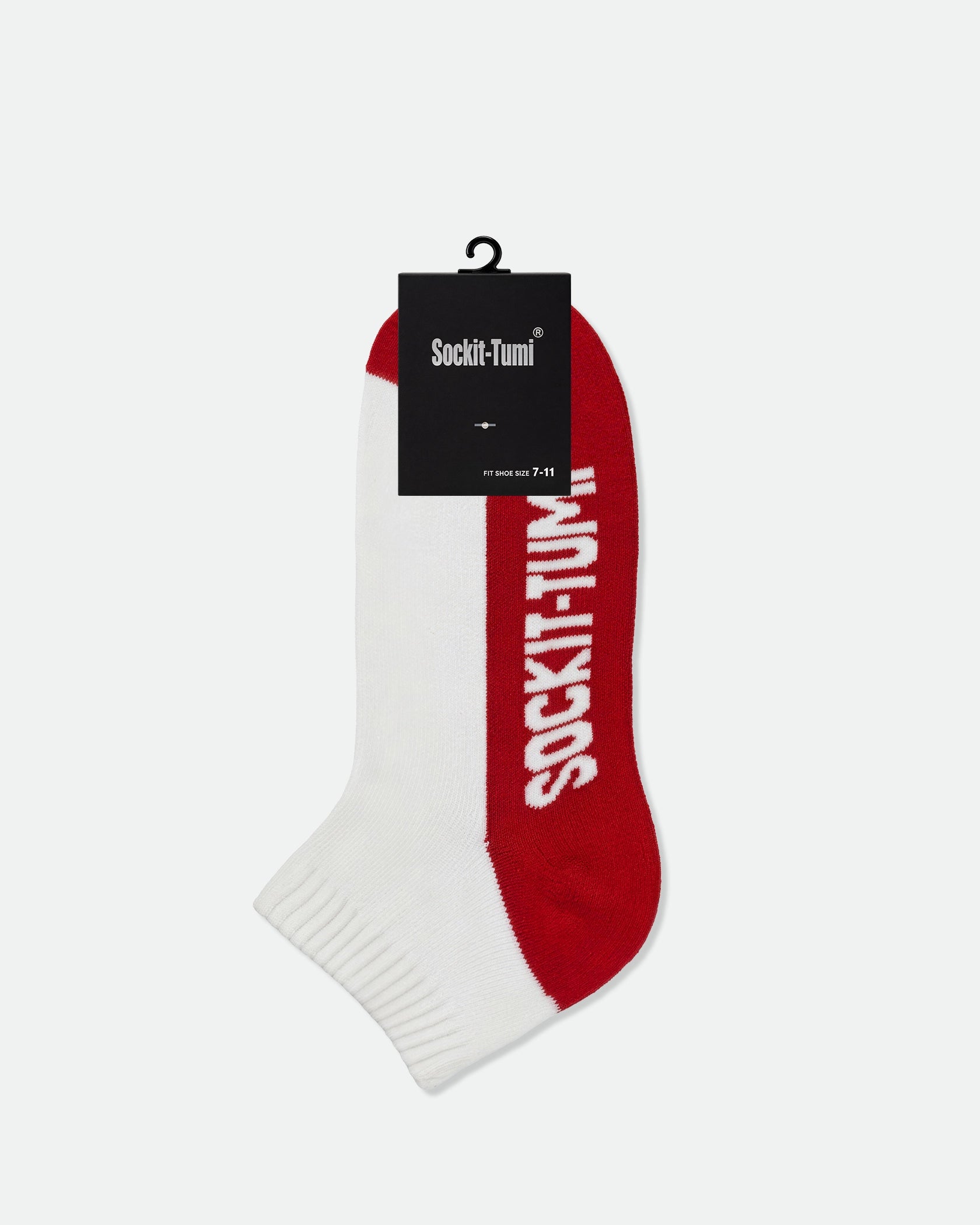 Men's Cotton Half Cushion Two Tone Ankle Sport Socks Red