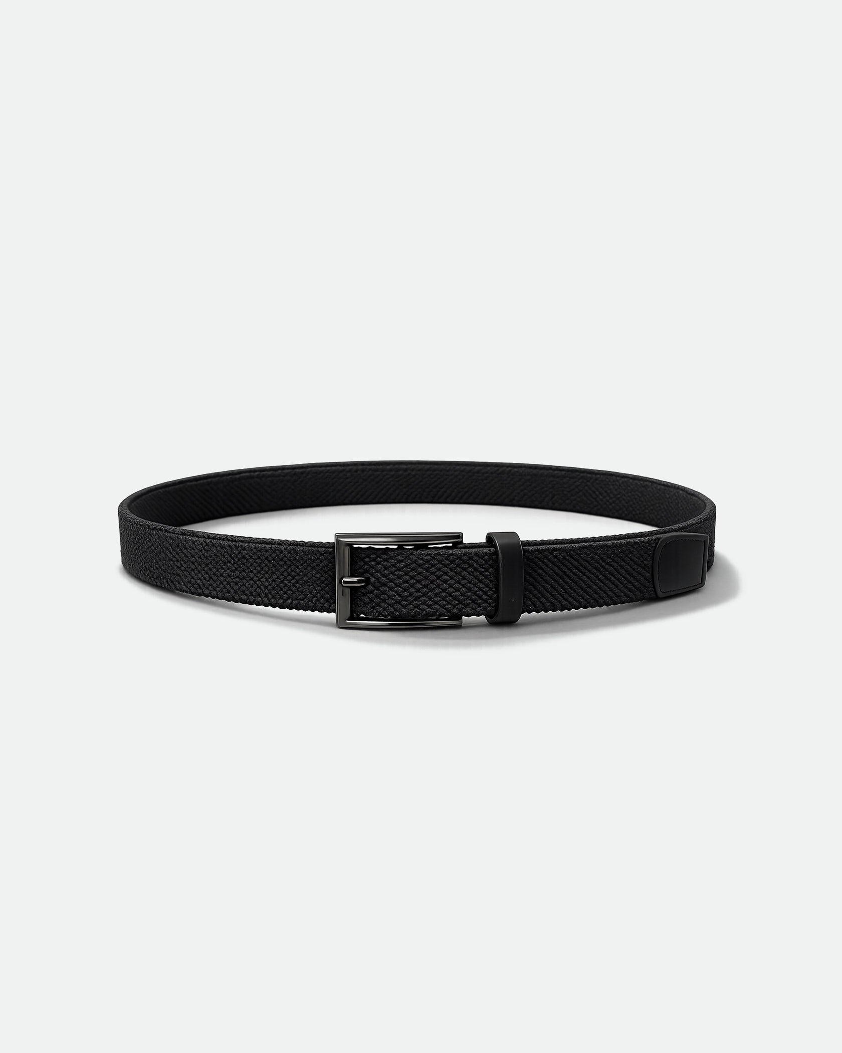 Black Rubber Belt with Silver Roller Buckle 33mm