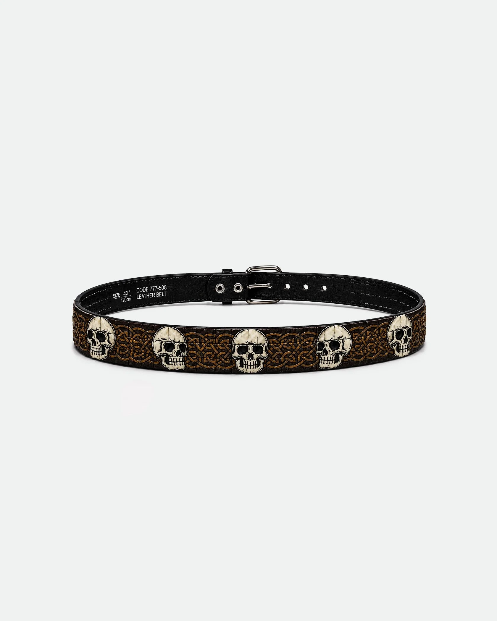Y2K Tattoo Graphic Belt Black Skull Motif 38mm - Back