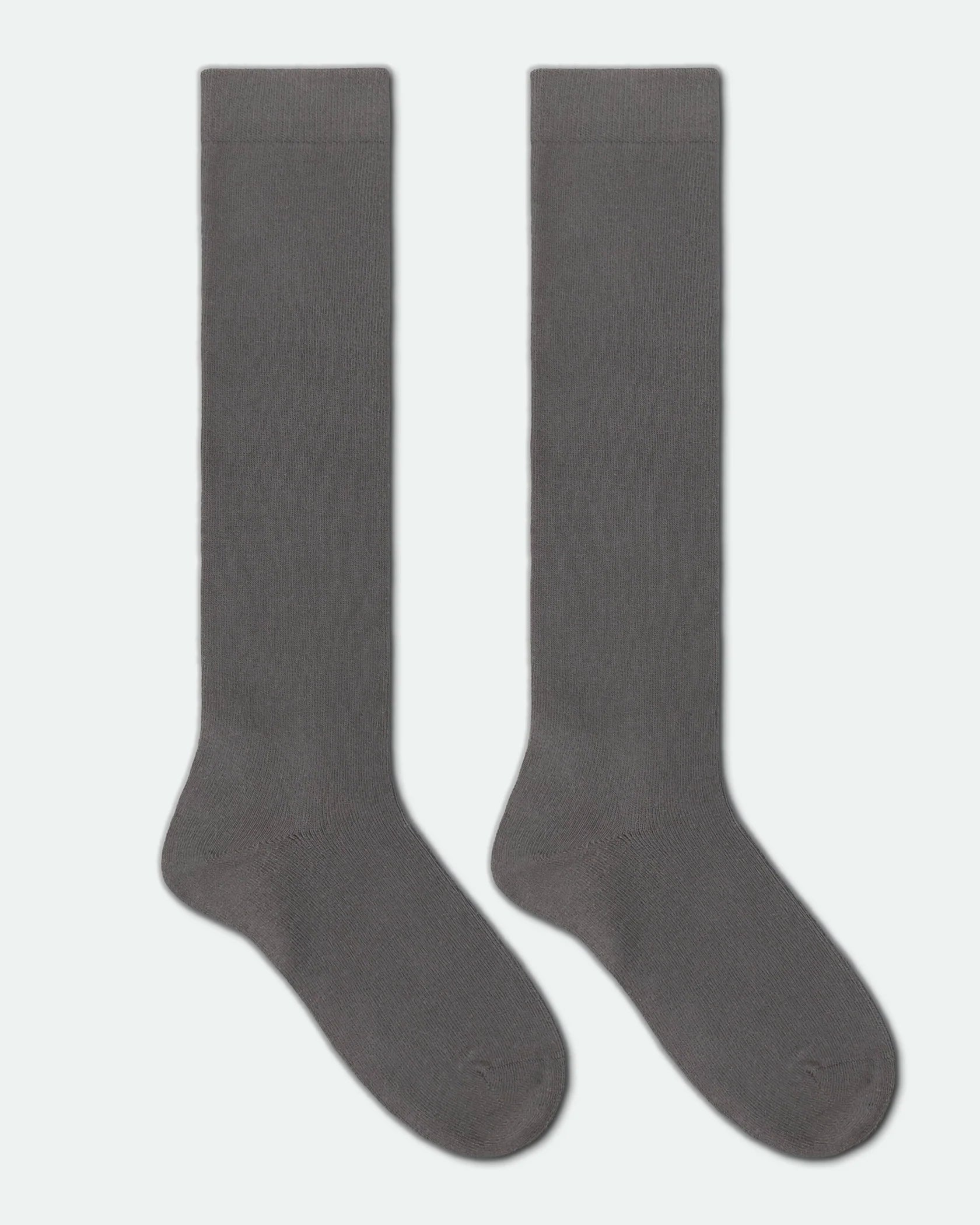 Mens Cotton Knee High School Socks Grey 7-11 - Angle 2