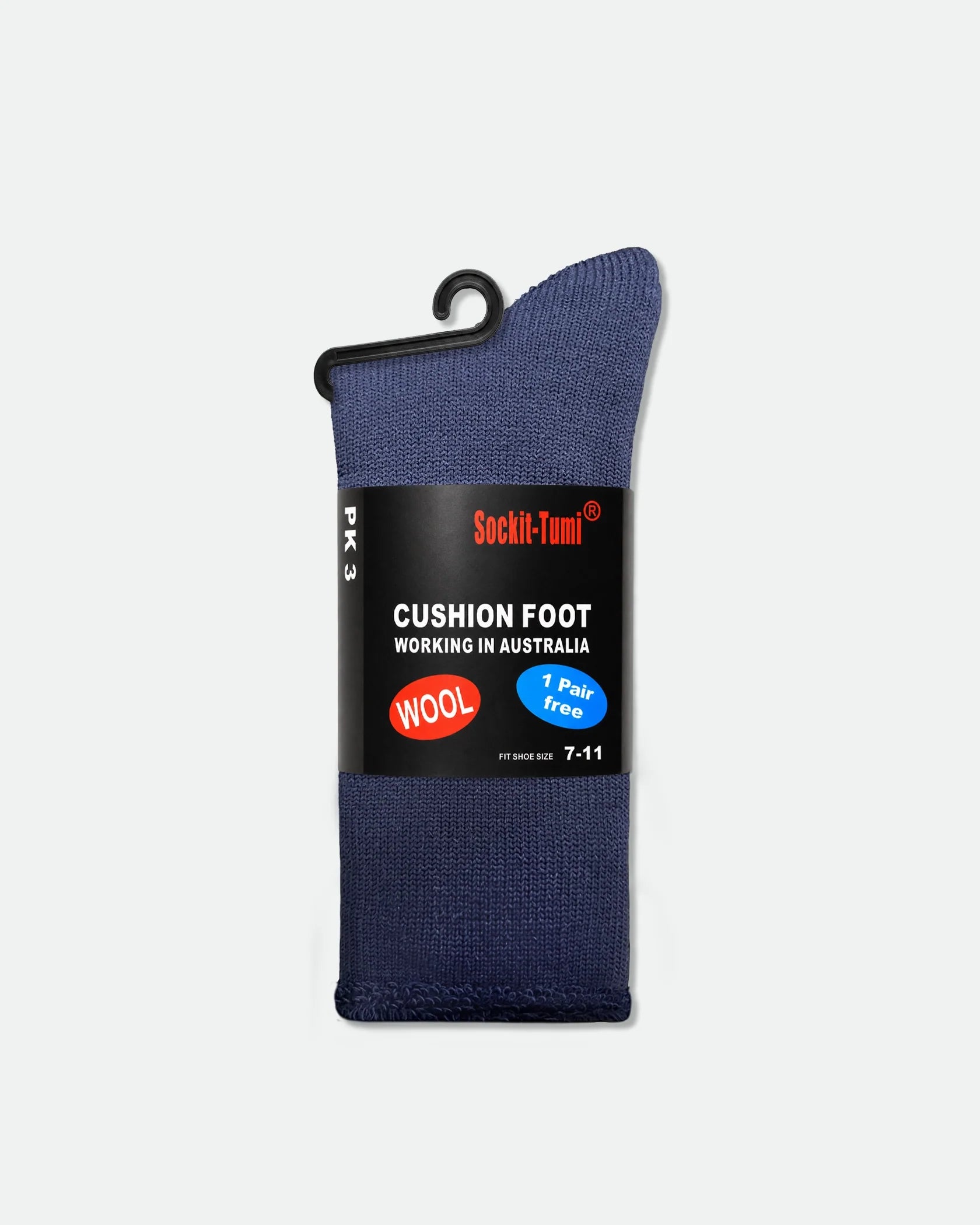 Mens Wool Cushion Foot Work Socks Navy Blue 4 Pack 7-11 - Packaging