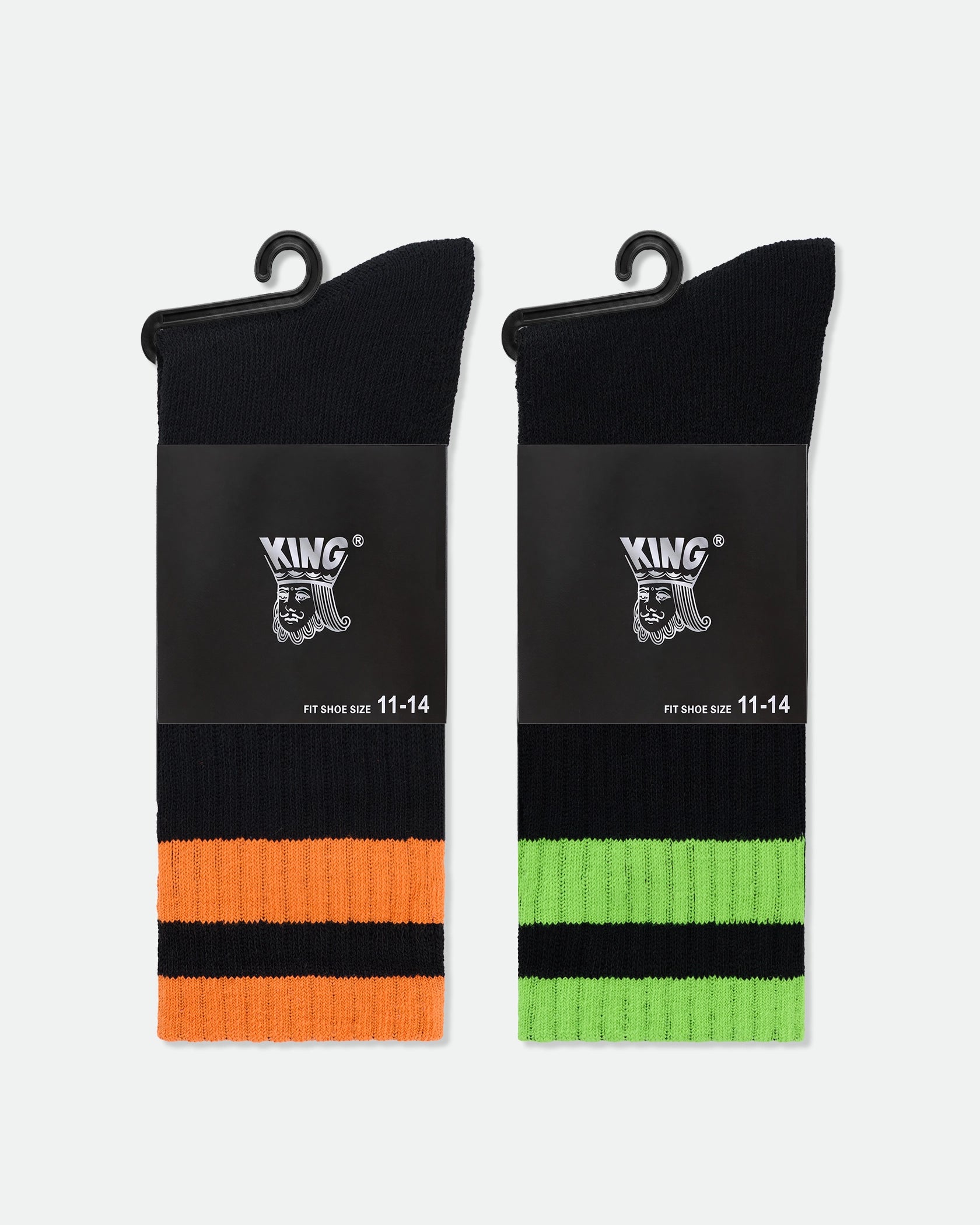 Men's Hi-Vis Safety Work Socks Black King Size Orange & Green