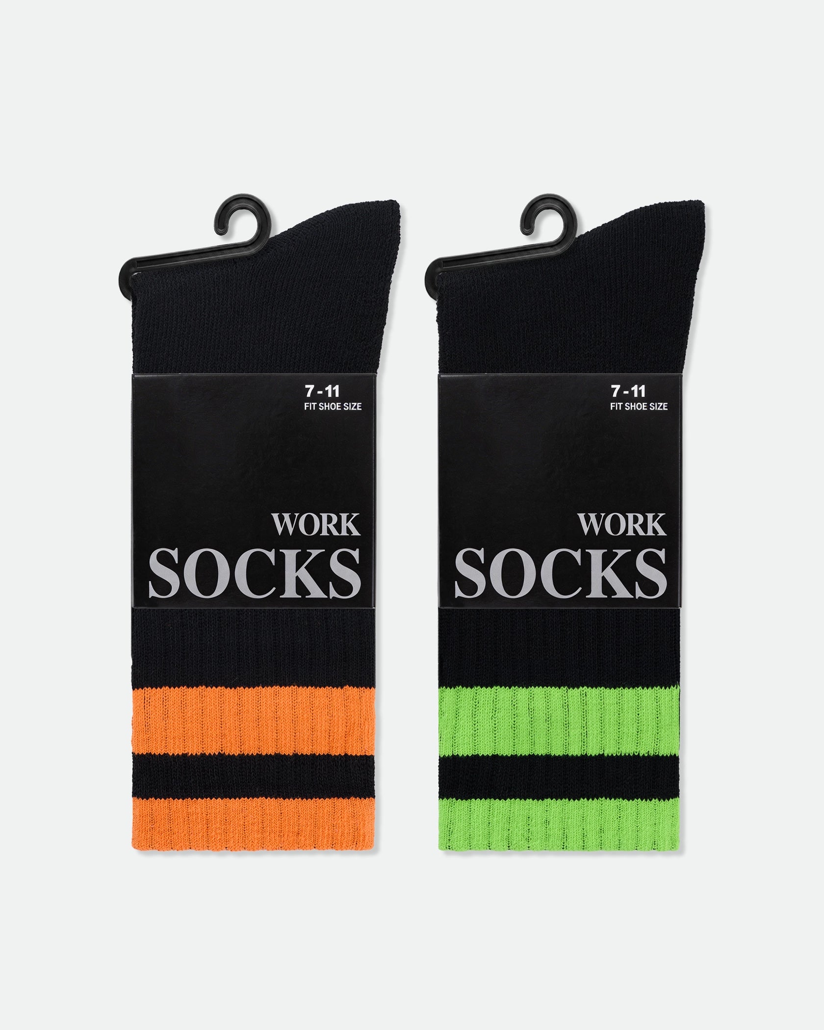 Men's Hi-Vis Safety Work Socks Black Orange & Green