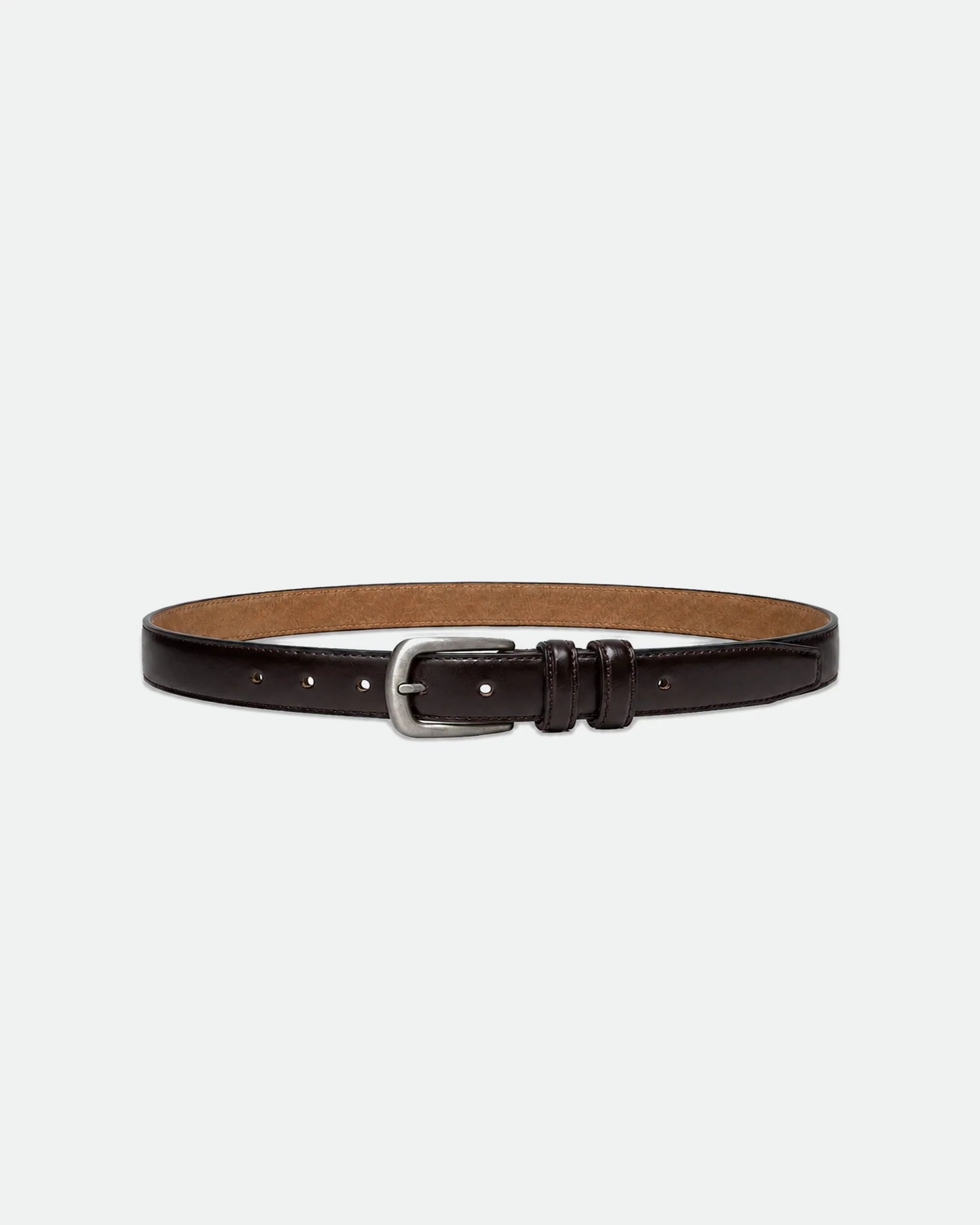 Polished Dark Chocolate Brown Leather Belt Double Keeper Loops 29mm