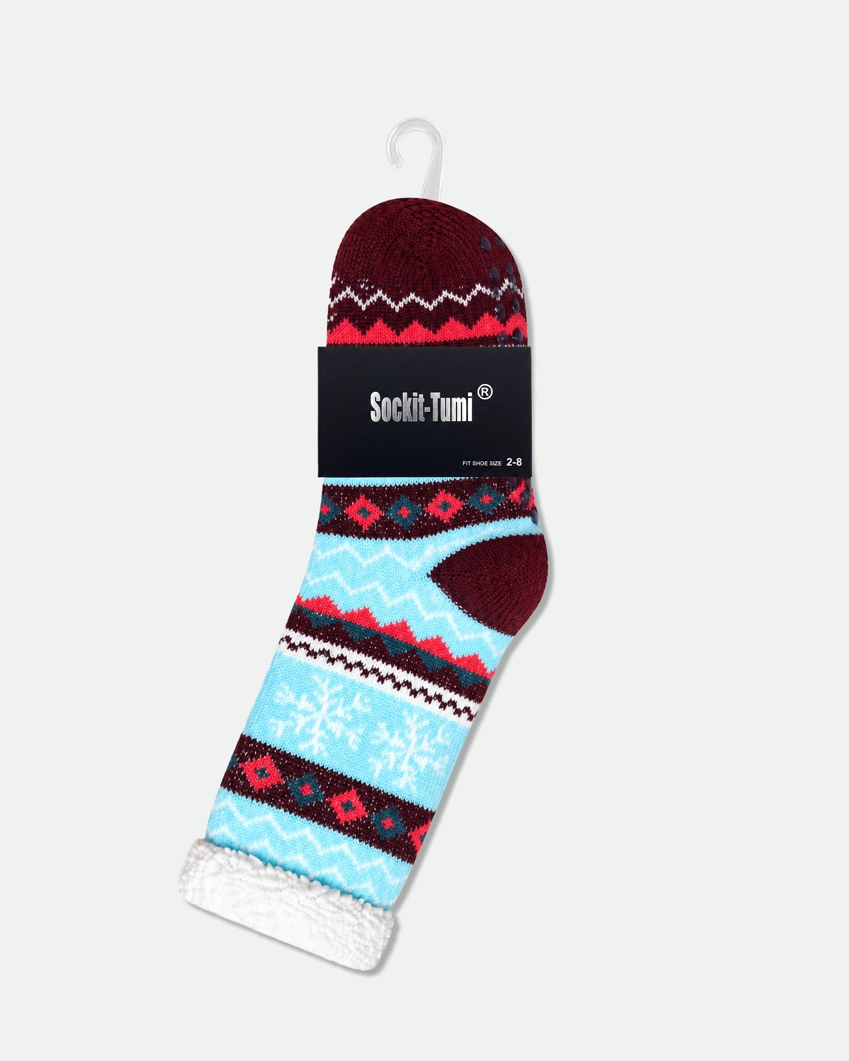 Women’s Sherpa-Lined Soft Non-Slip Thermal Winter Lounge Socks Snowflake — 6 Designs (2 Pairs Each)