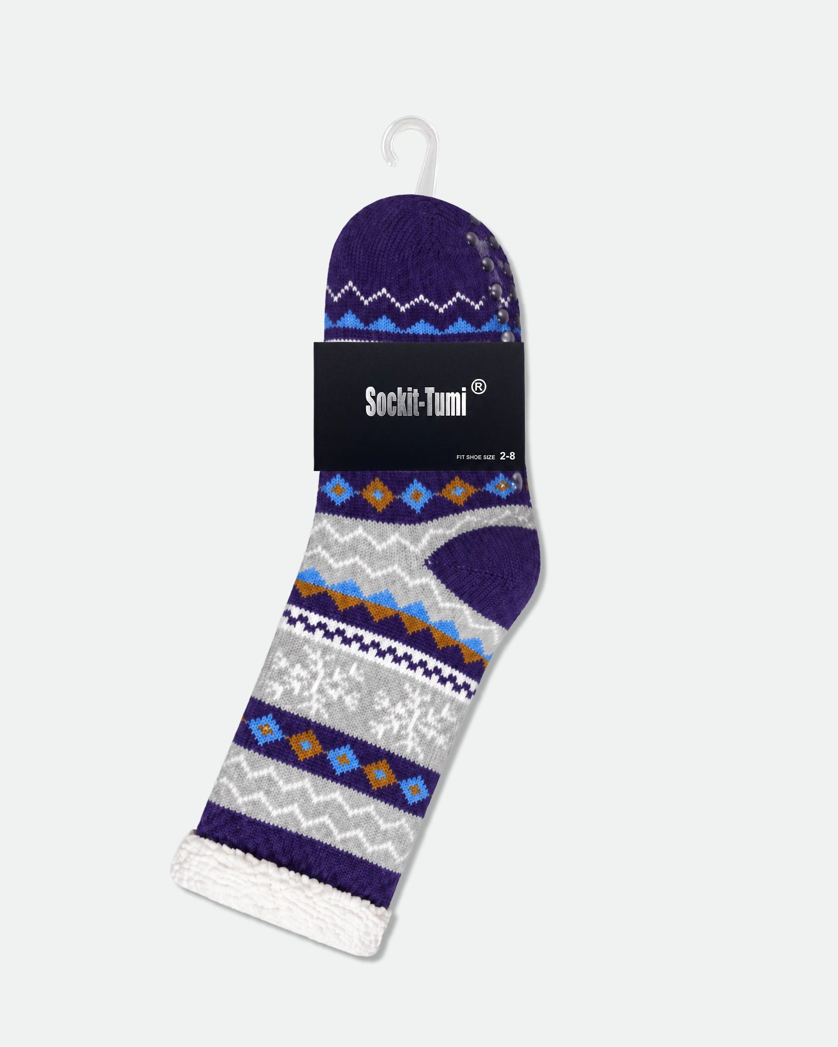 Women’s Sherpa-Lined Soft Non-Slip Thermal Winter Lounge Socks Snowflake — 6 Designs (2 Pairs Each)
