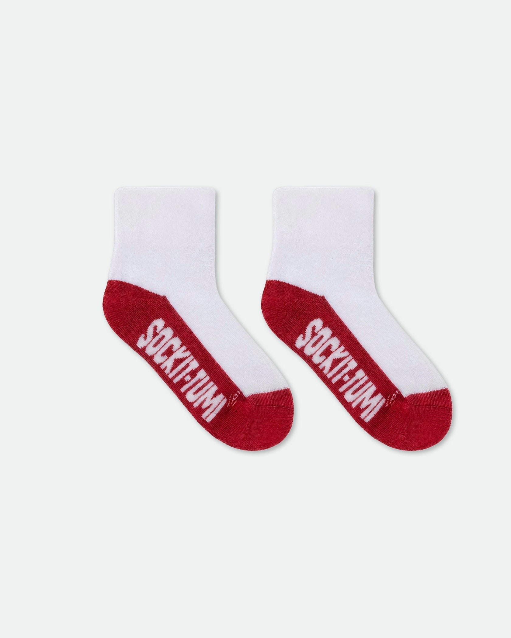Kids Half Tone Cushioned Ankle Sports Socks Red