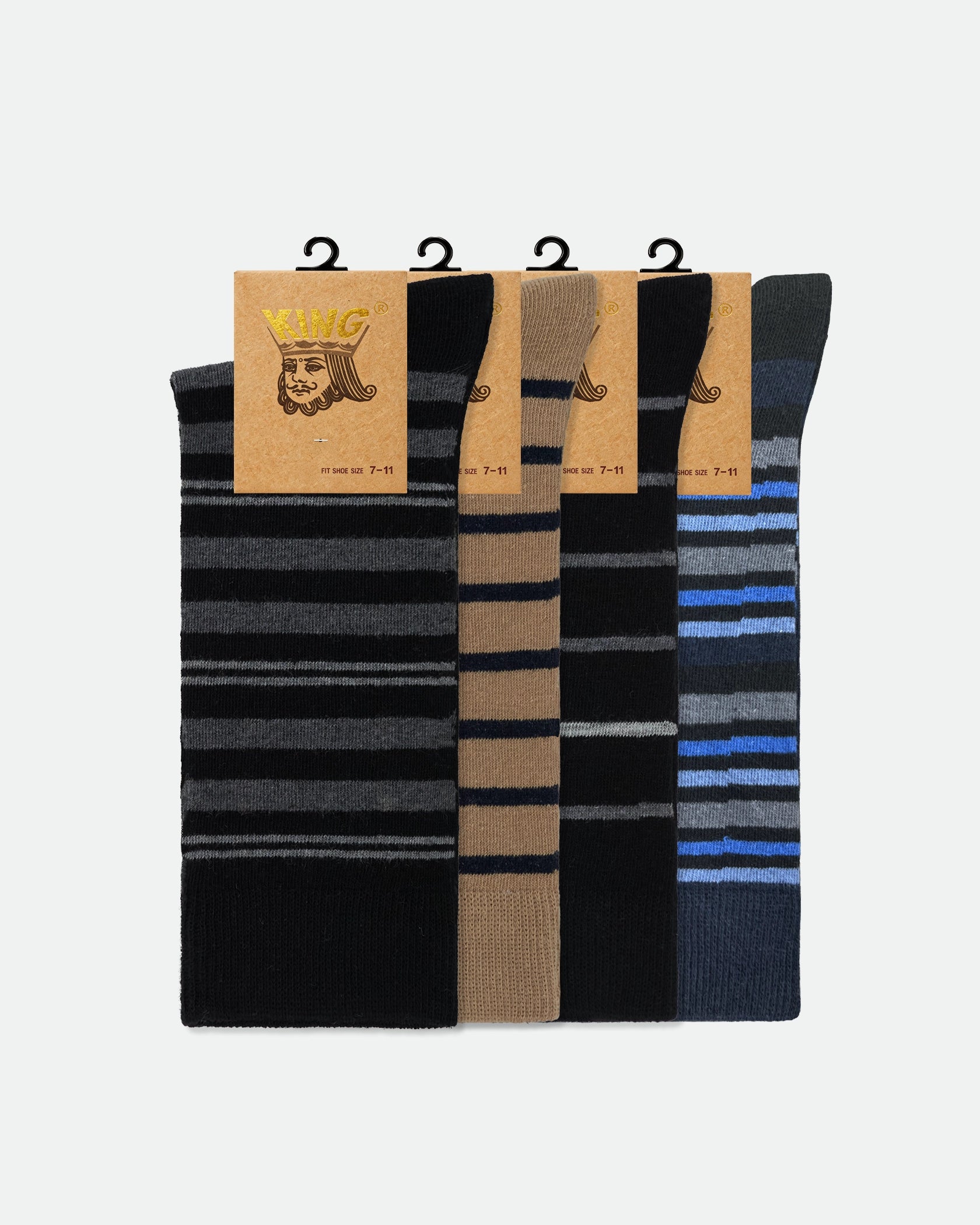 Men's Patterned Cotton Business Dress Socks Striped Mix