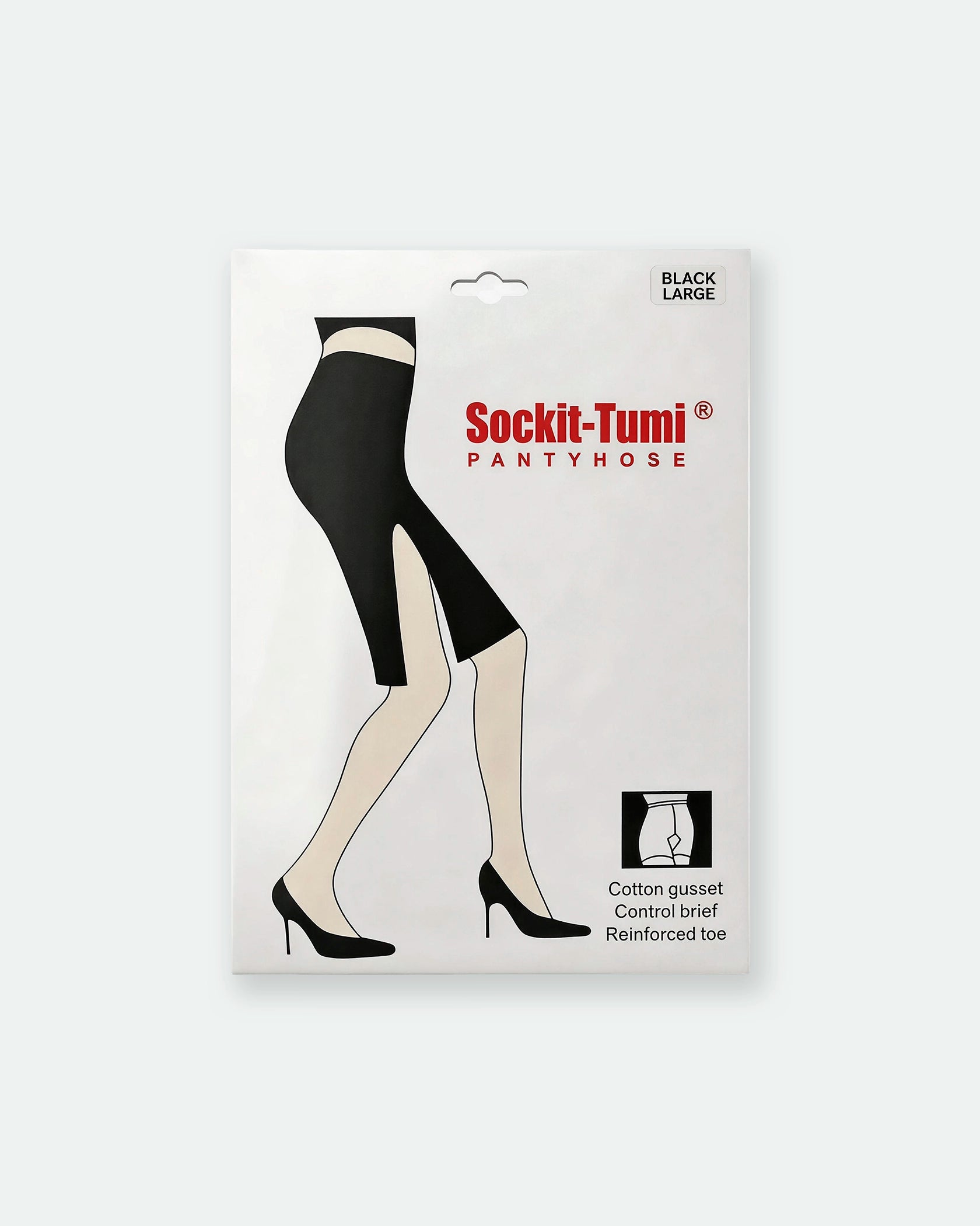 Women's Sheer Pantyhose with Cotton Gusset Black Large