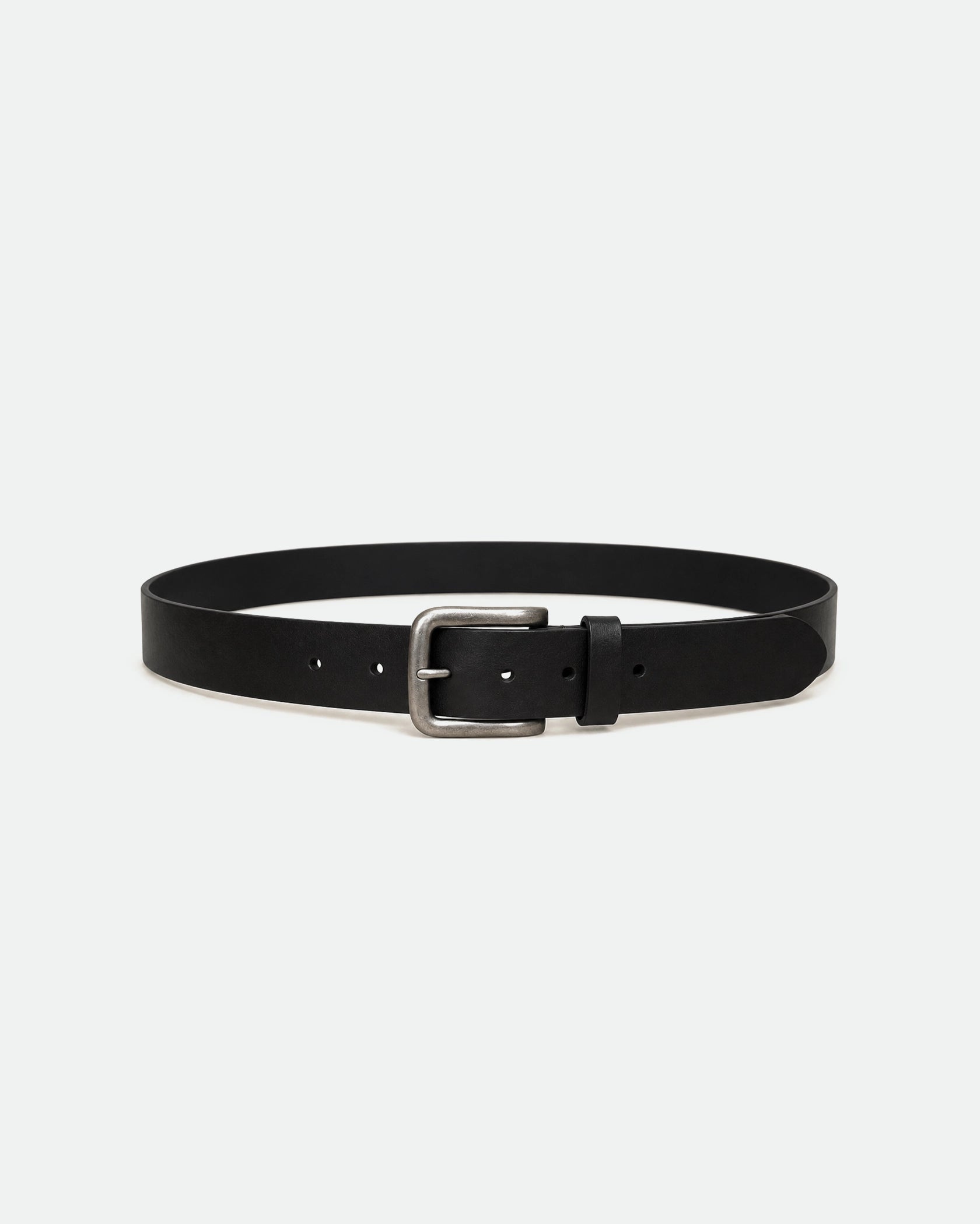 Black Full-Grain Leather Belt with Antique Gunmetal Buckle 38mm