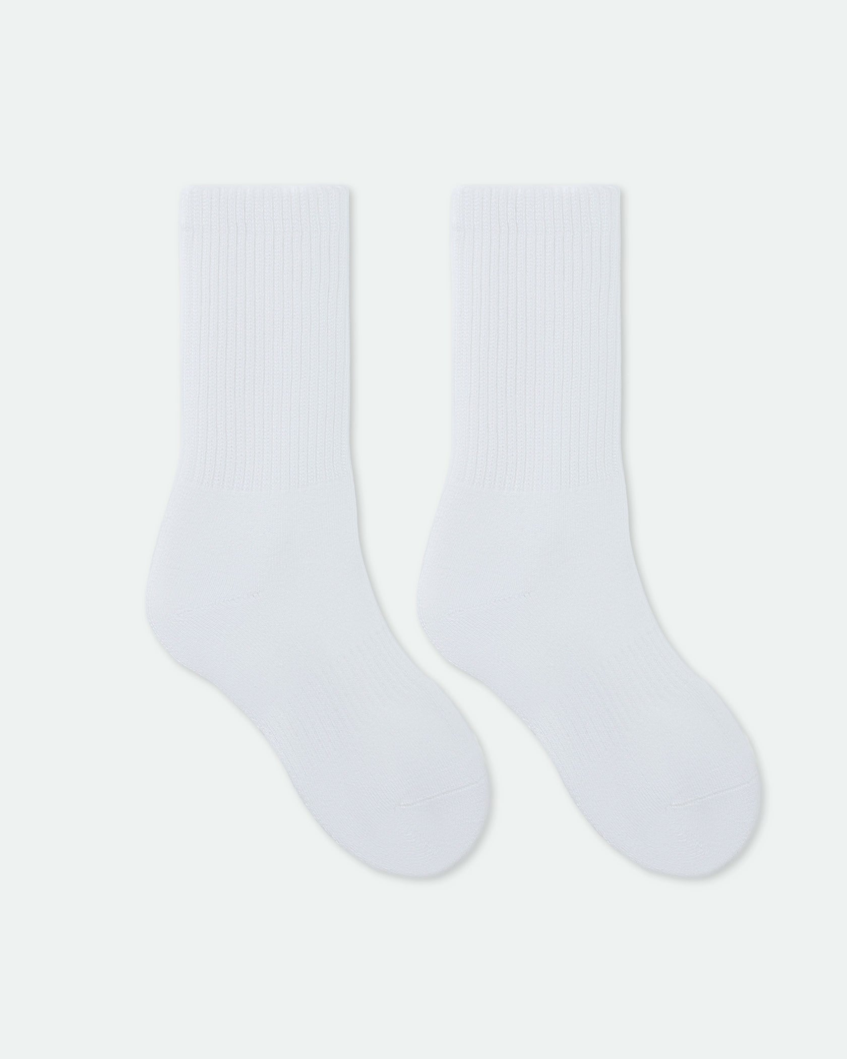 Women's Cotton Thick Crew Length Sports Socks White