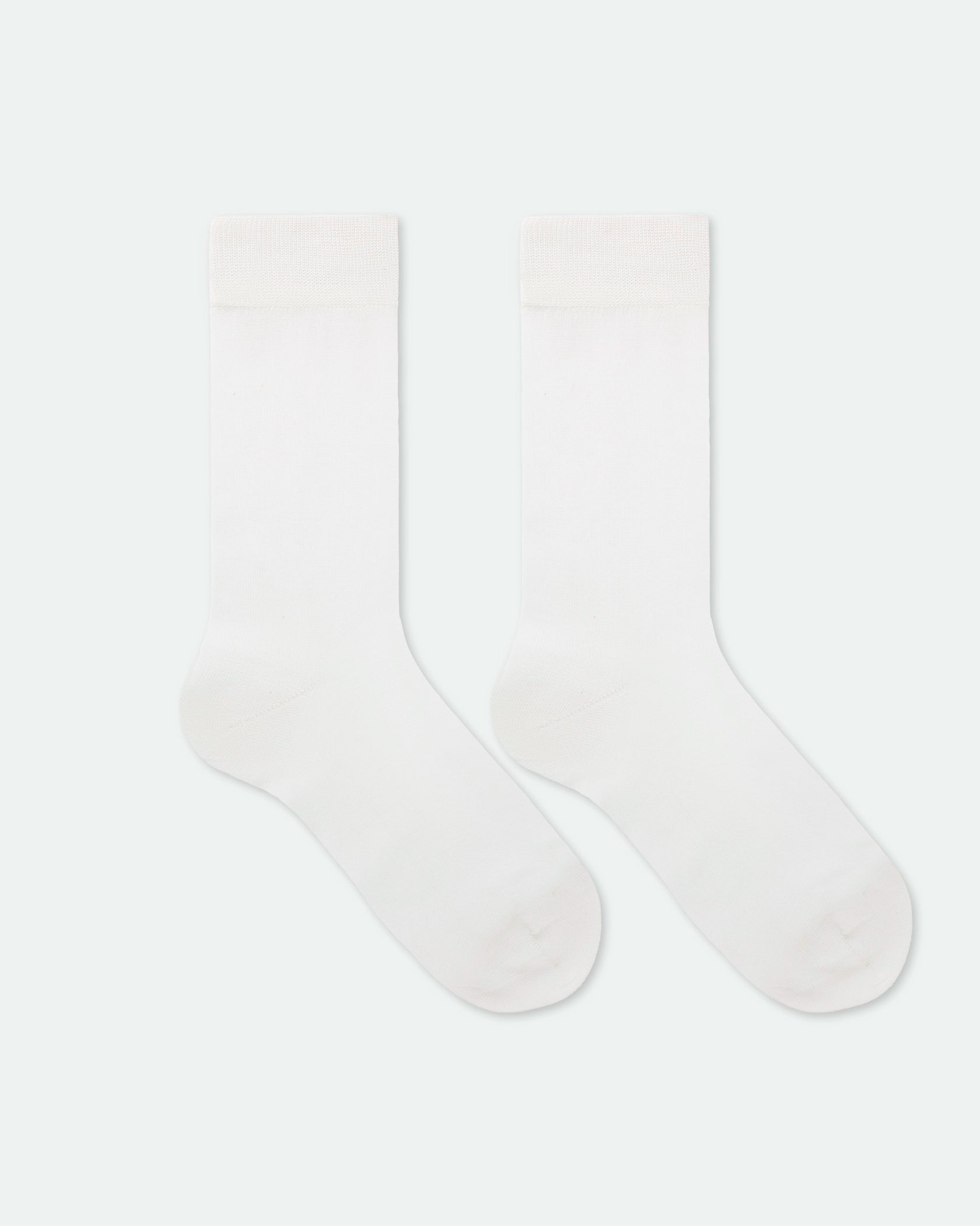 Men's Mercerised Cotton Plain Business Dress Socks White