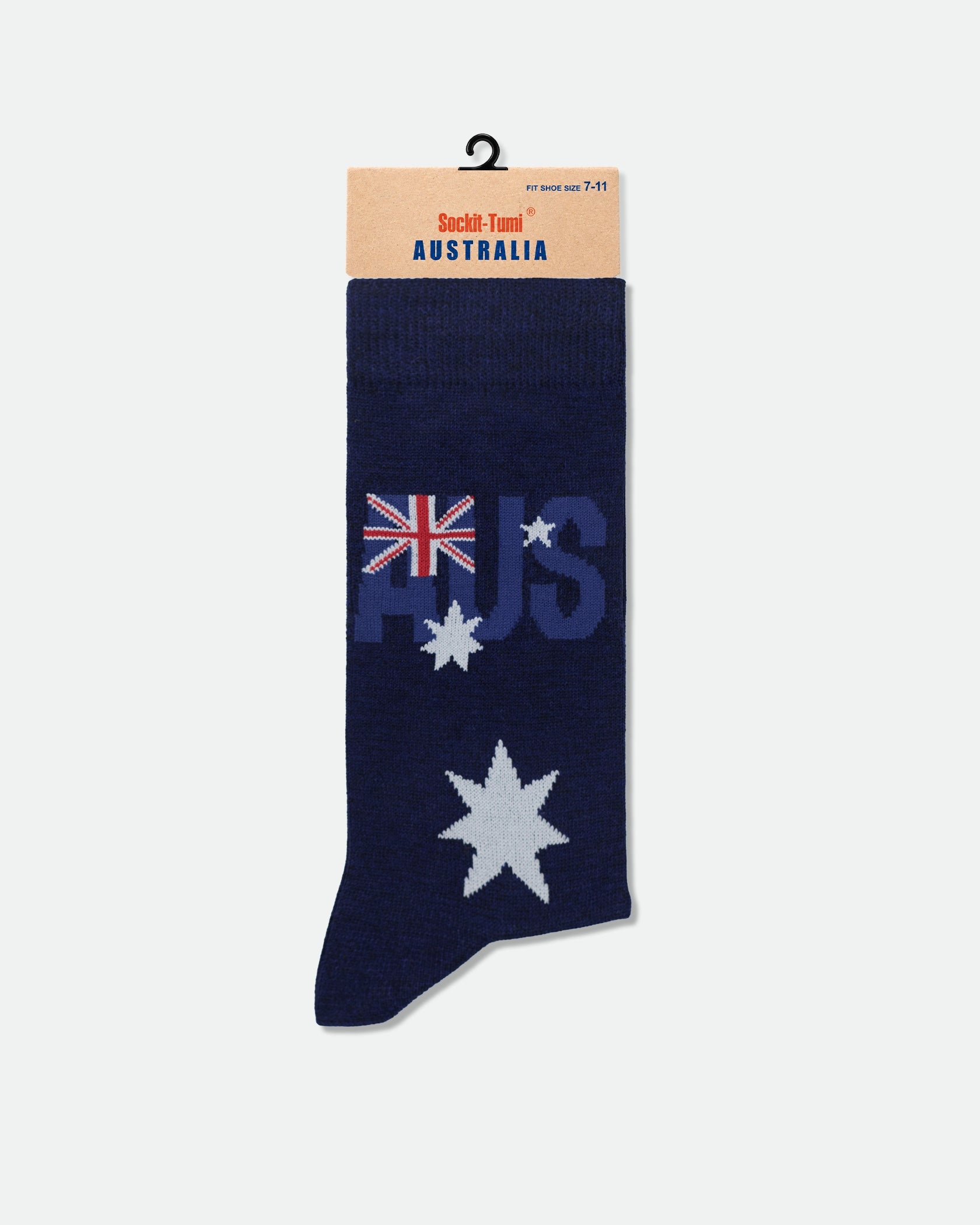 Men's Australian Souvenir Business Dress Socks Australian Flag with Text Navy Blue