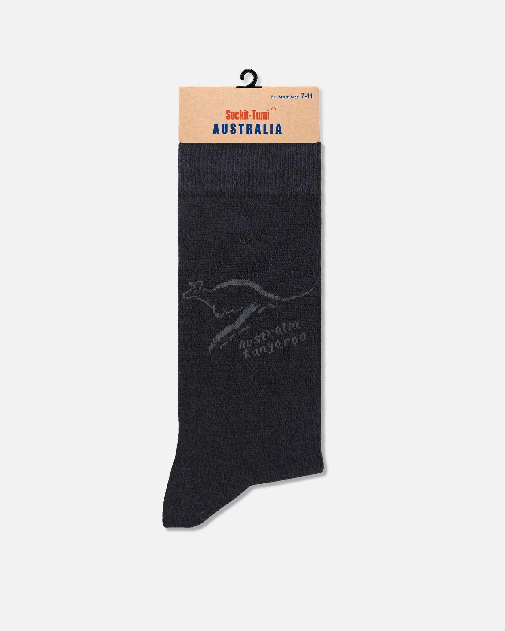 Men's Australian Souvenir Business Dress Socks Australian Kangaroo Dark Grey