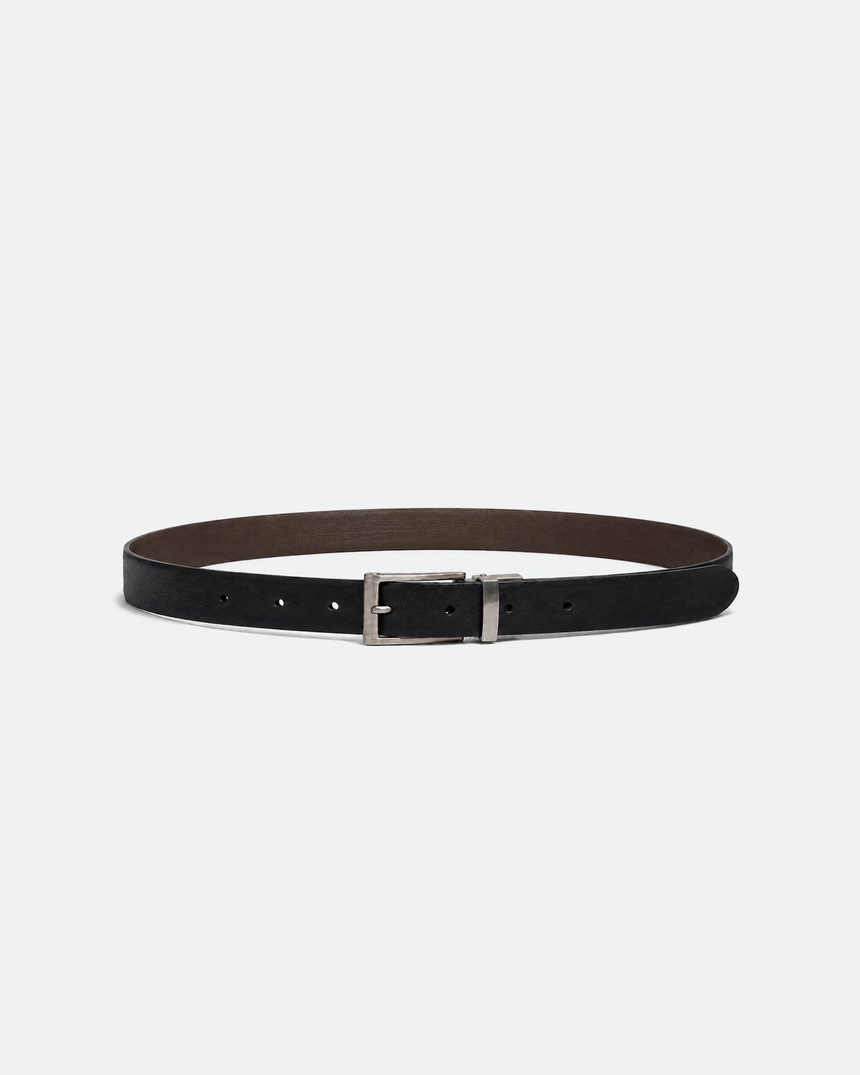 Reversible Black and Brown Leather Belt with Gunmetal Pin Buckle 29mm