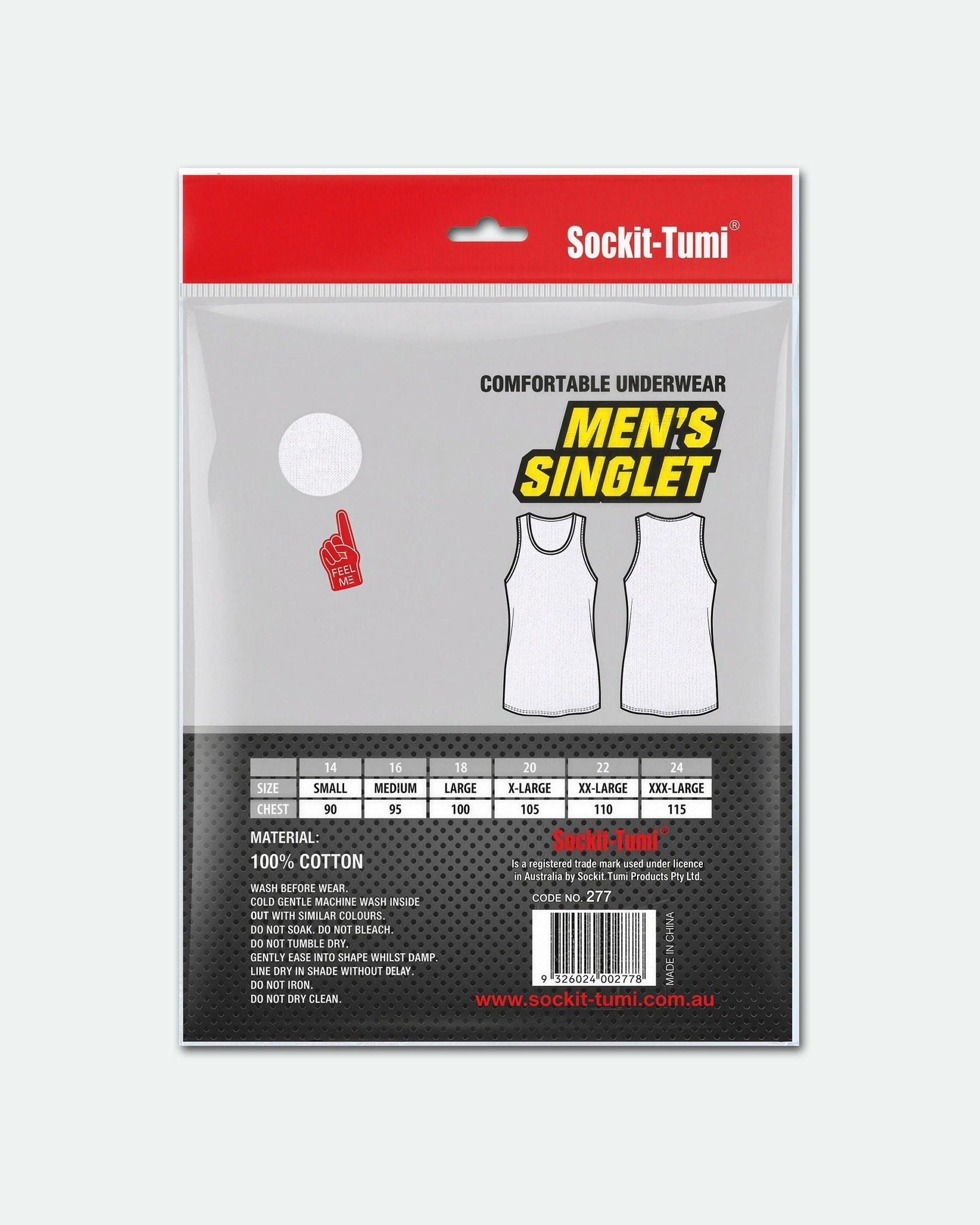 Sockit-Tumi 100% Cotton Plain Singlets White