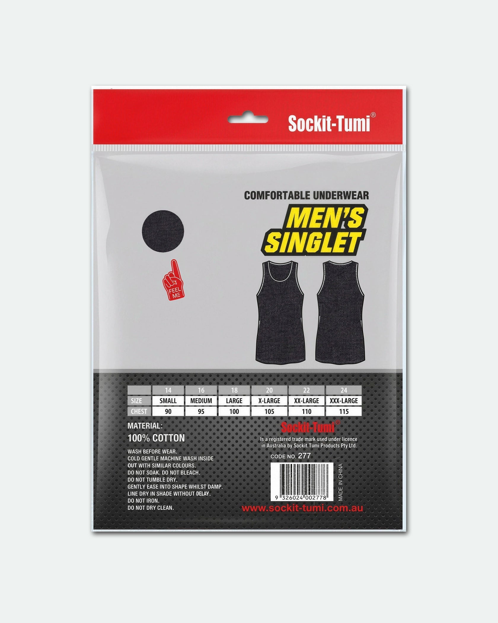Sockit-Tumi 100% Cotton Plain Singlets Black