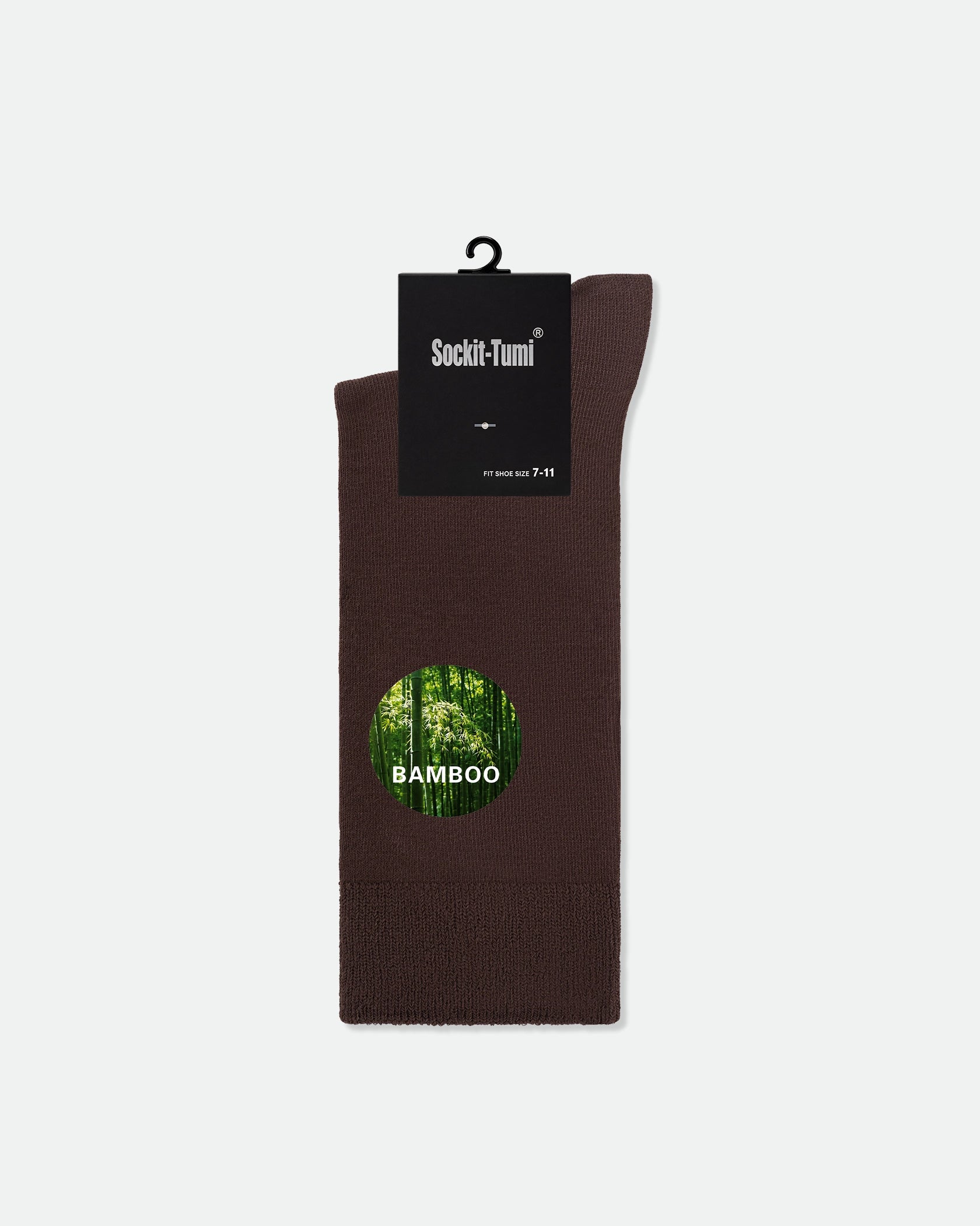 Sockit-Tumi Men's Bamboo Business Dress Socks Plain Brown