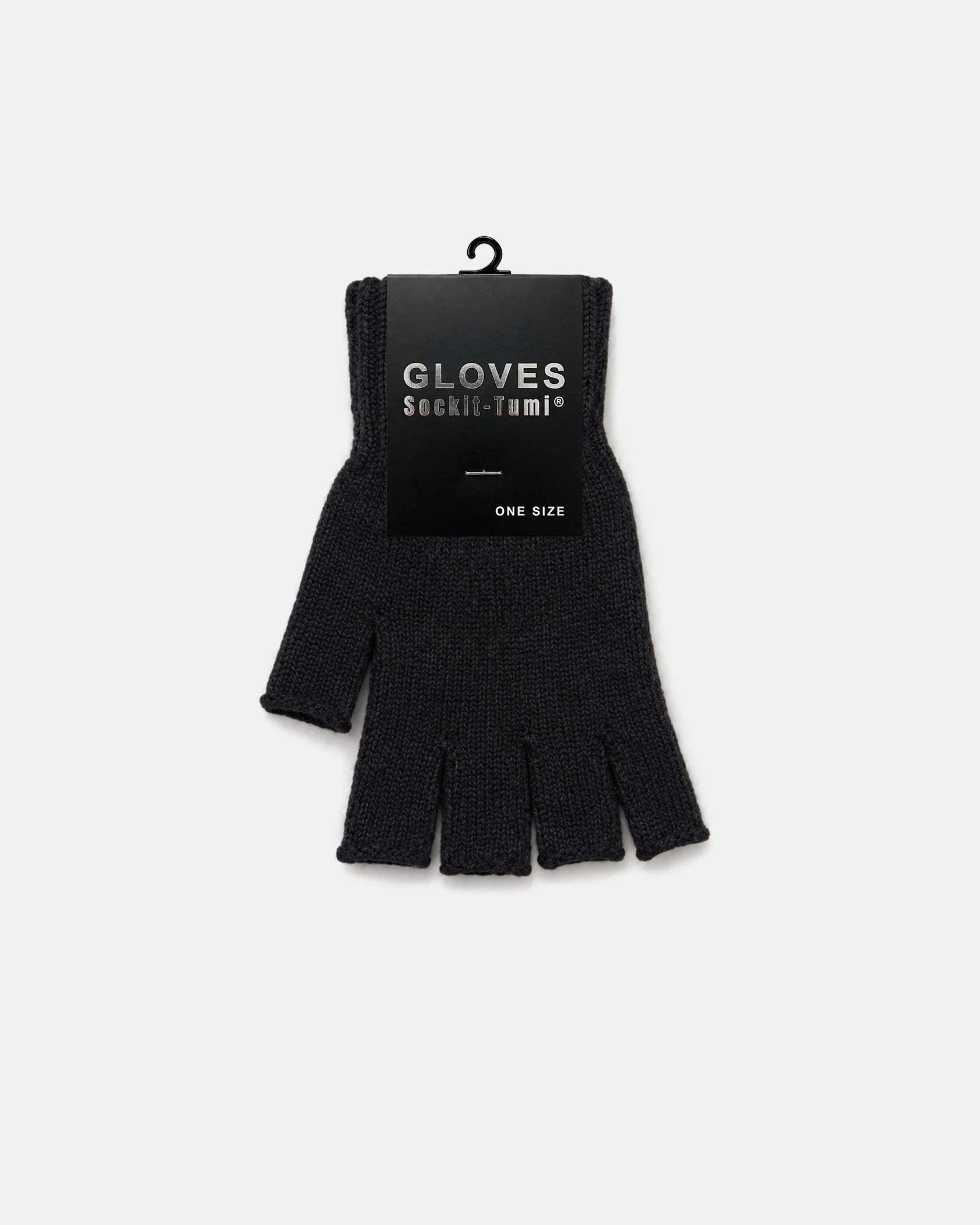 Fingerless Knit Acrylic Gloves Black