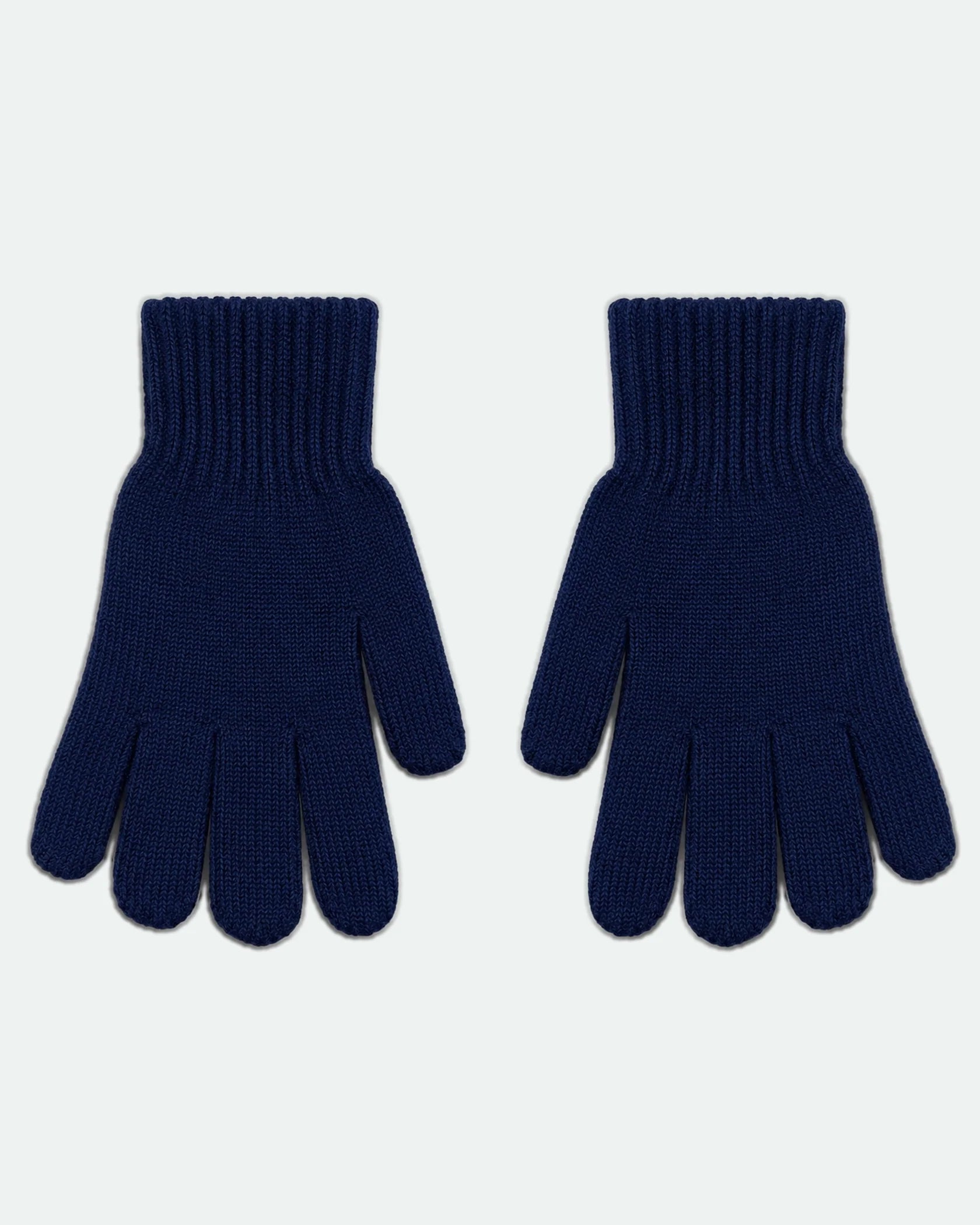Full Finger Knit Acrylic Gloves Navy Blue - Angle 2
