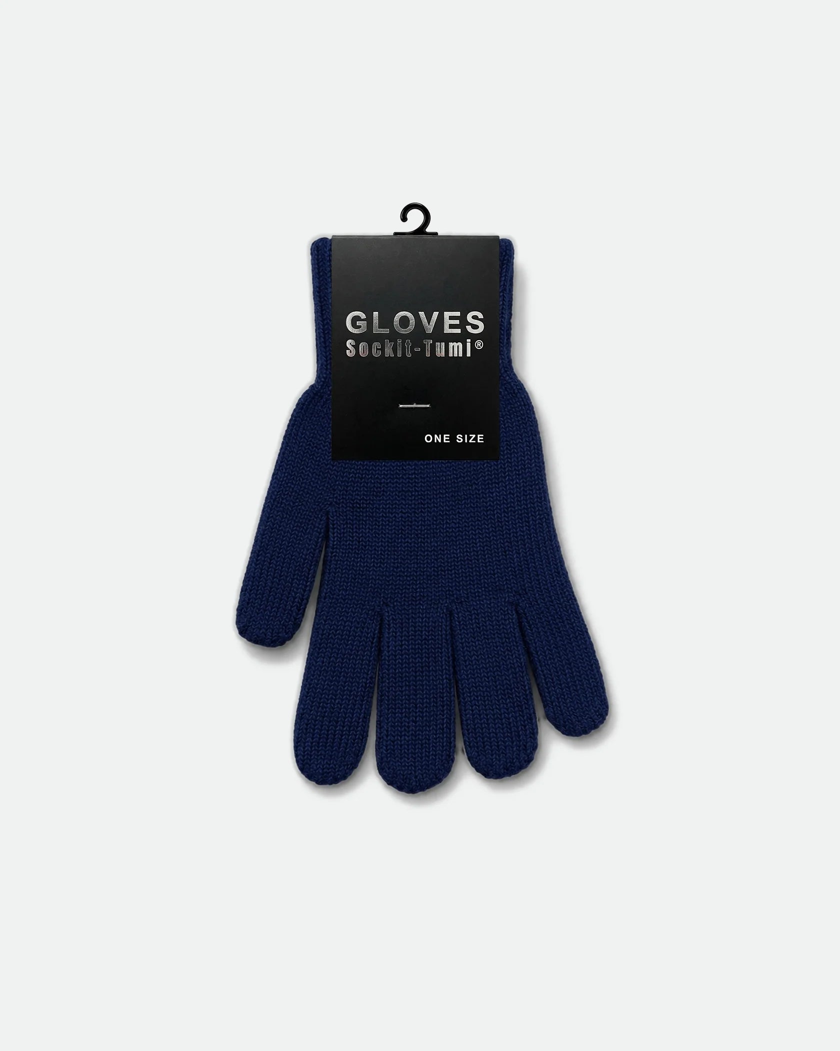 Full Finger Knit Acrylic Gloves Navy Blue