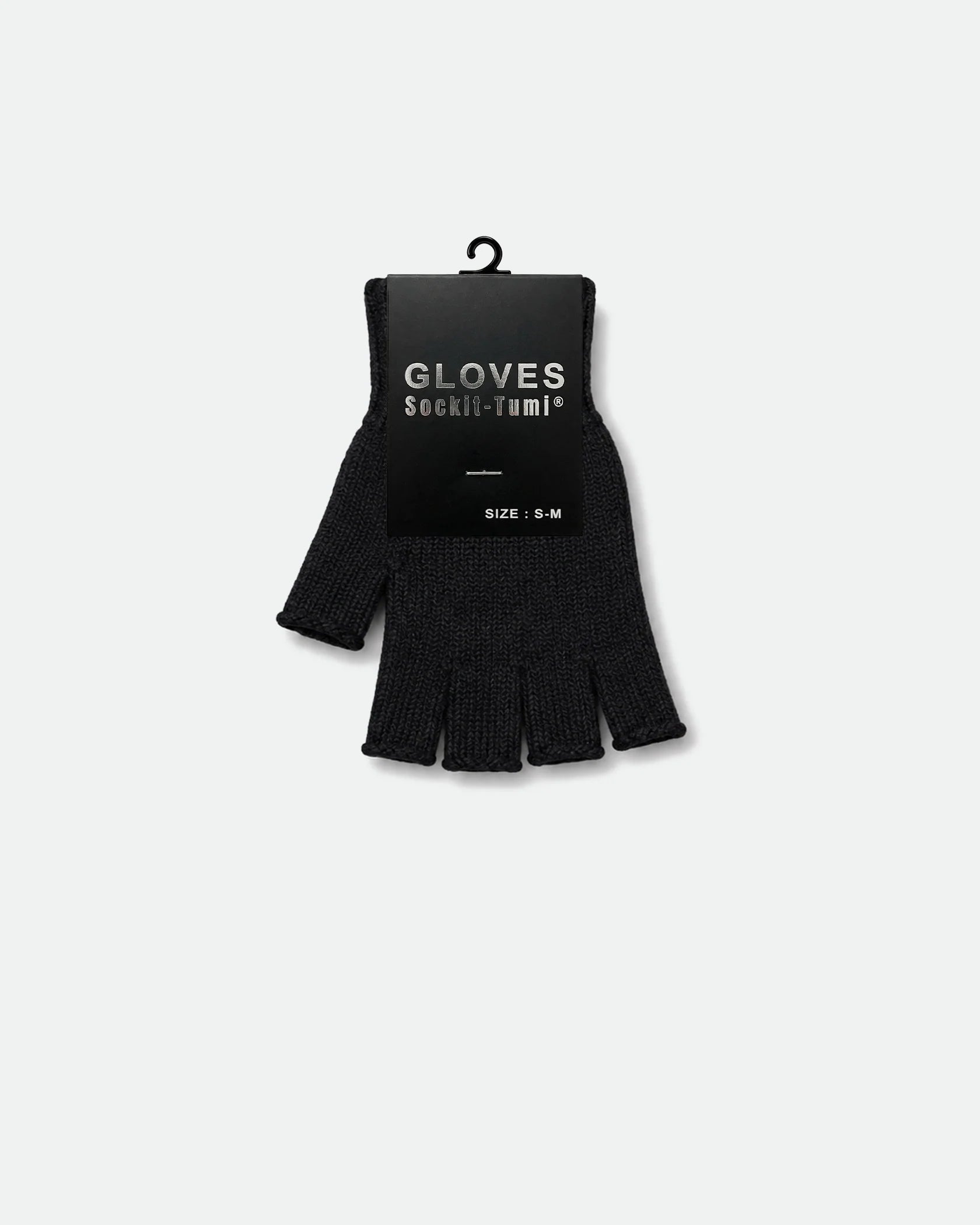 Fingerless Knit Acrylic Gloves Black S-M