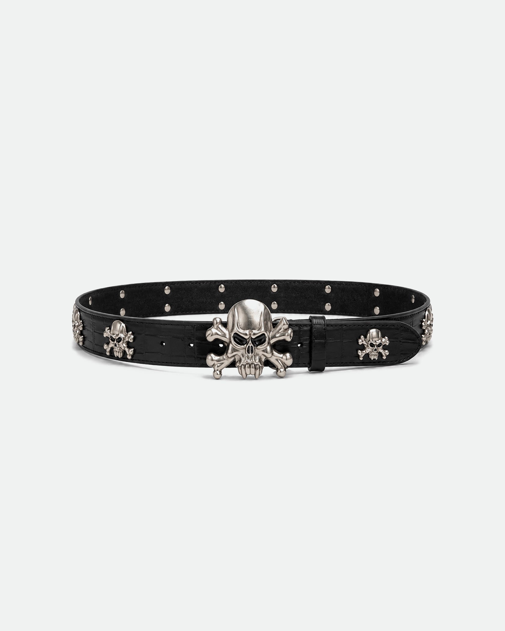 Black Leather Jeans Belt with Roller Buckle 38mm