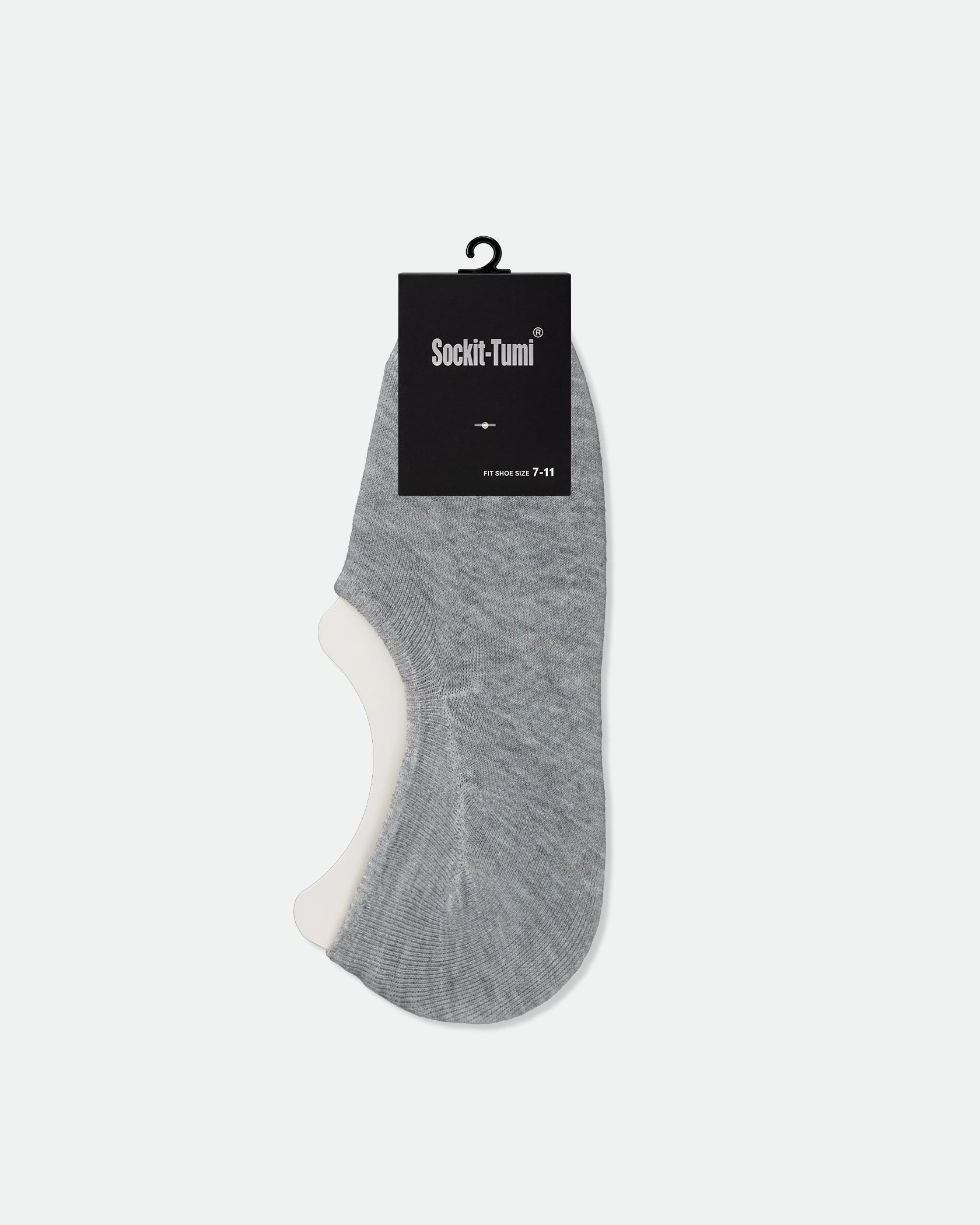 Men's Cotton Footlet Invisible No Show Socks with Heel Rubber Grey