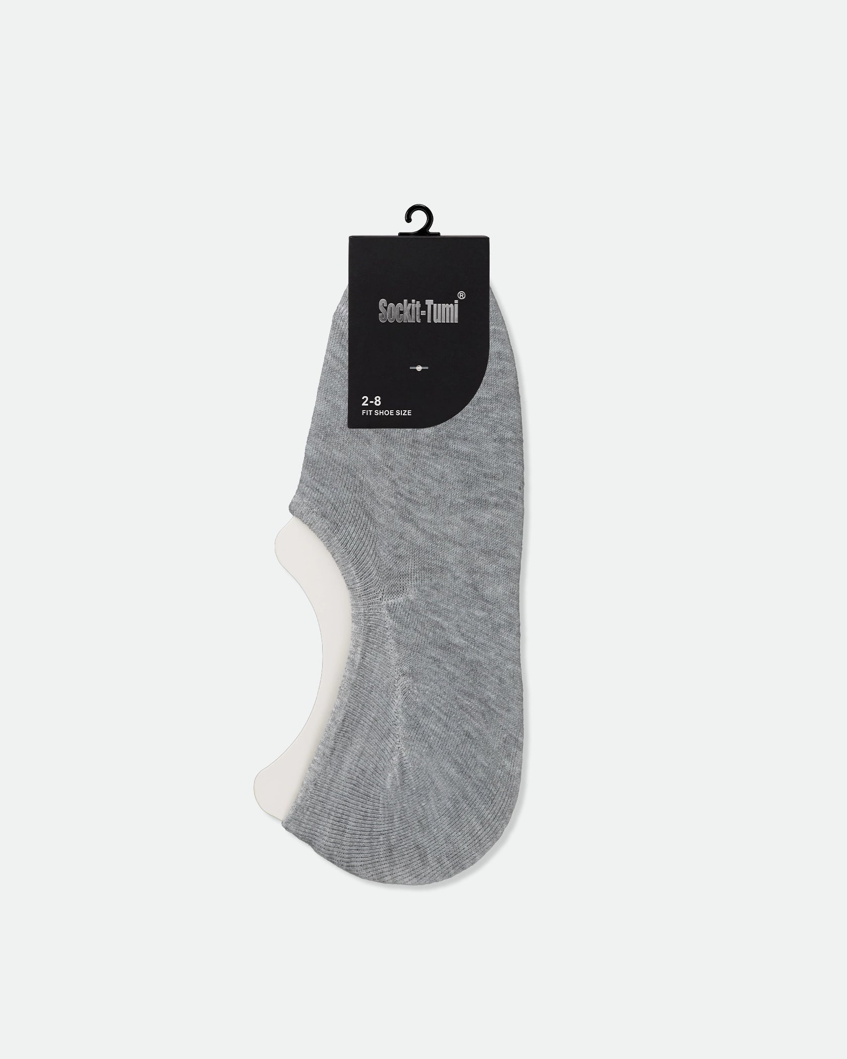 Women's Cotton Footlet Invisible No Show Socks with Heel Rubber Grey