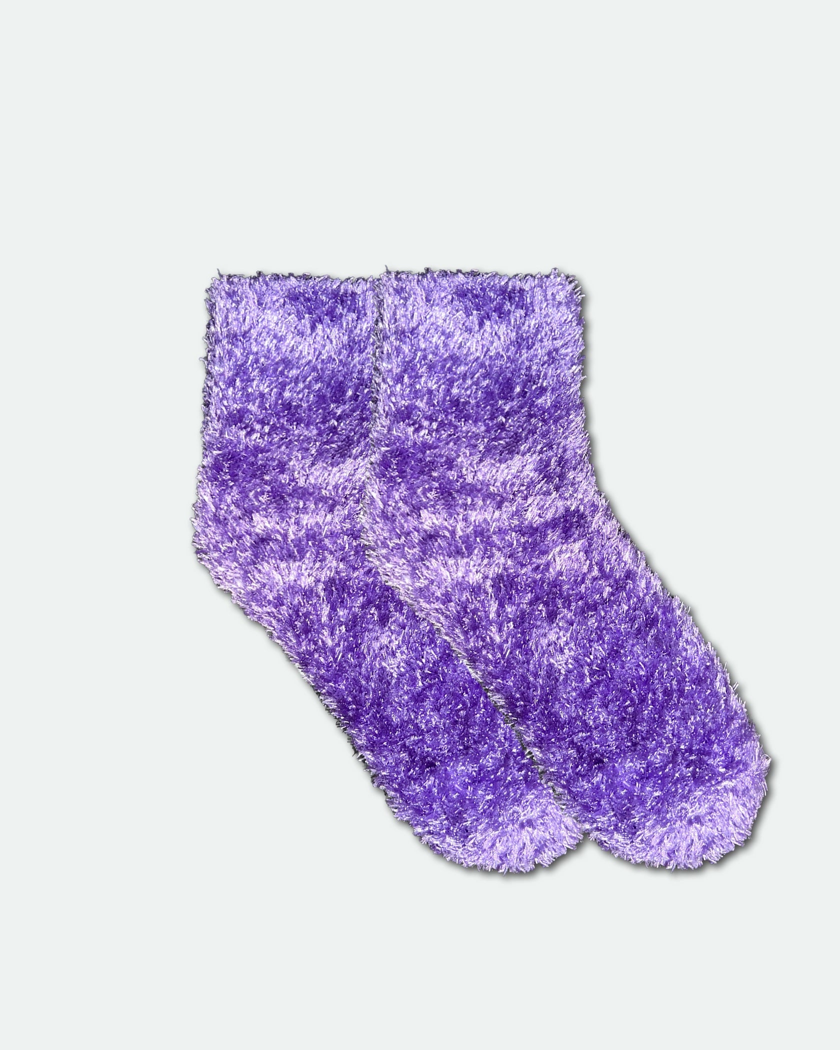Women's Fluffy Crew Bed Socks Purple - Label