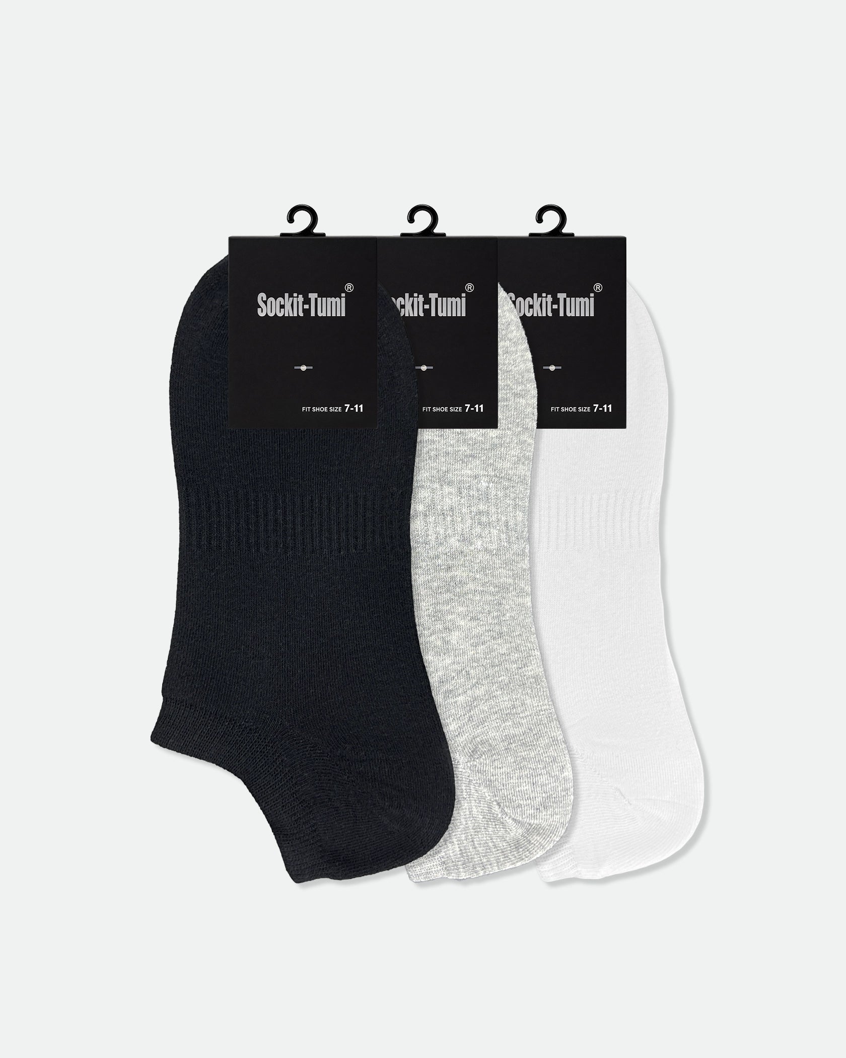 Men's Super Low-Cut Cotton Ankle Sport Socks Black Grey White