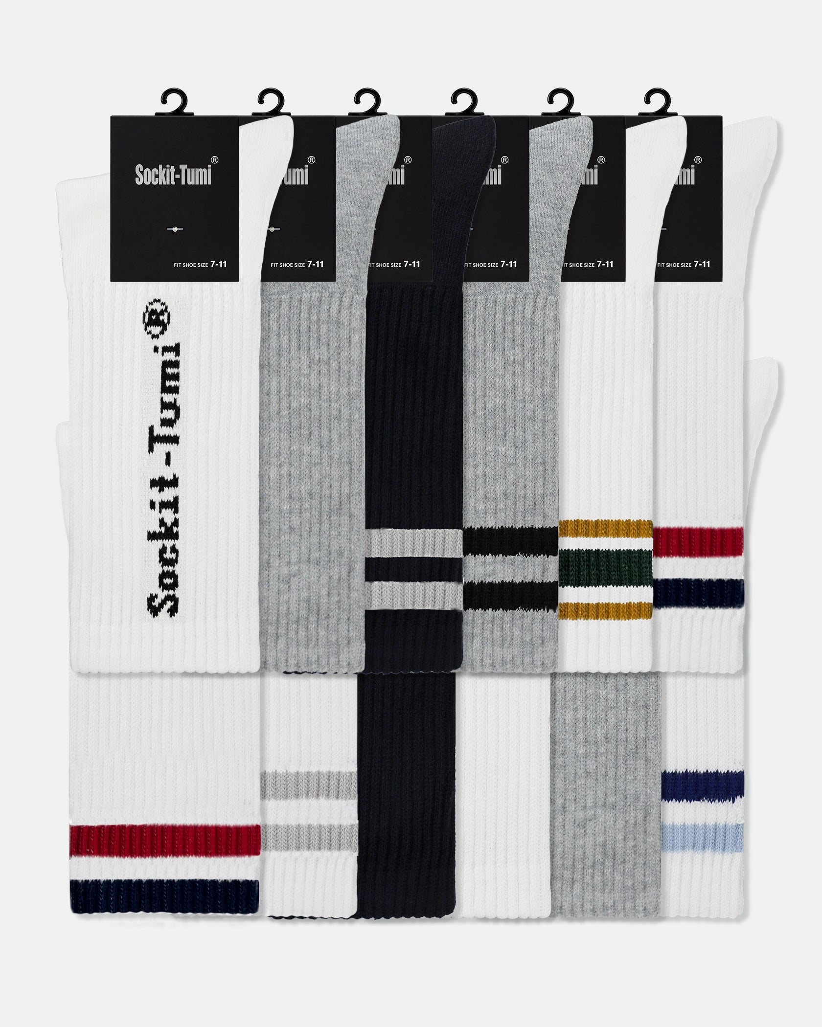 Men's Cushioned Cotton Crew Socks - Mix Design