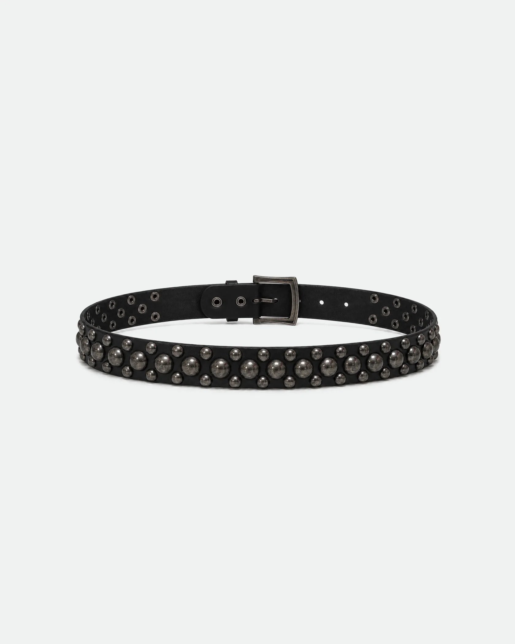 Y2K Tattoo Graphic Belt Black Dense Dome Stud Clusters 38mm - Back