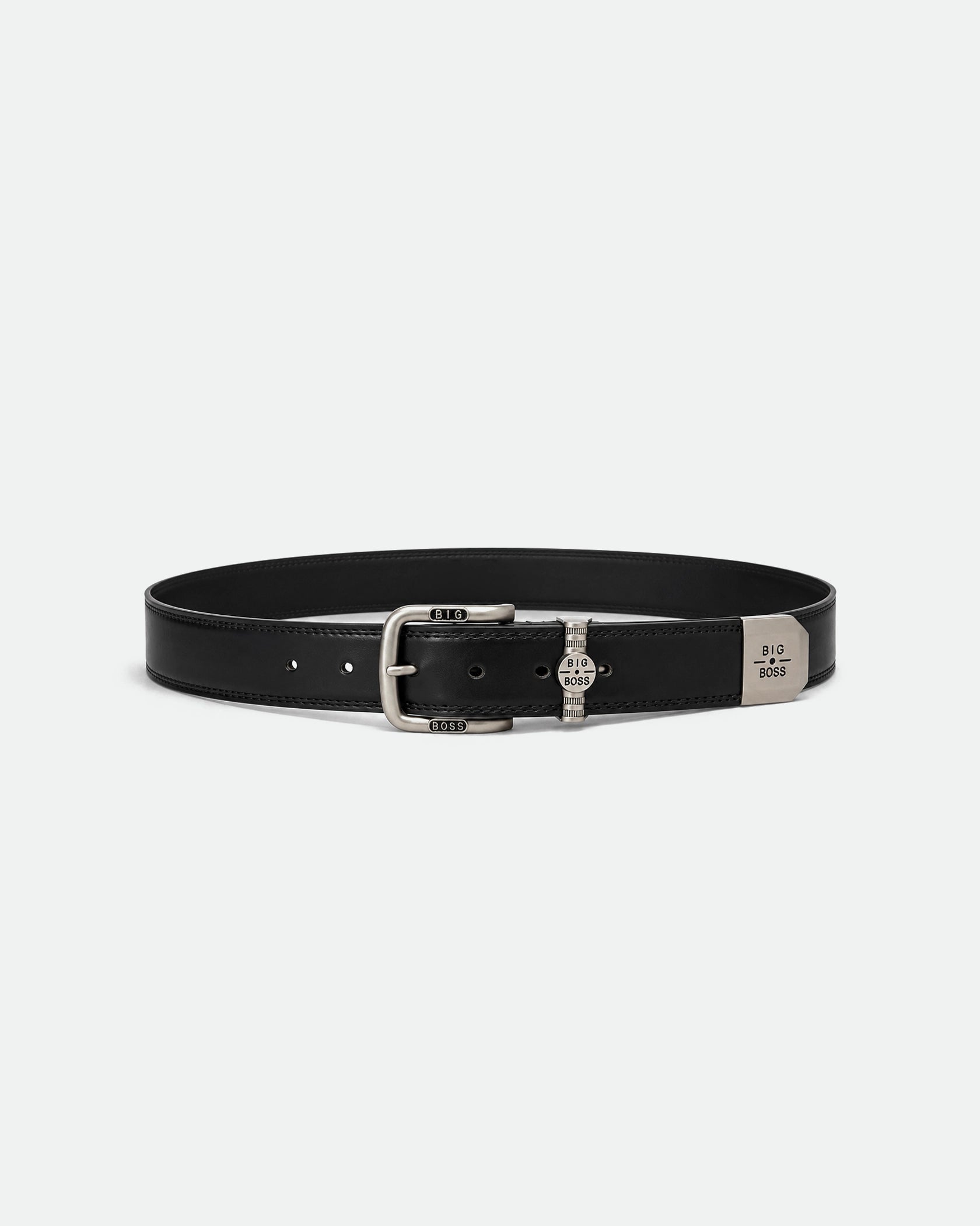 Black Leather Big Boss Branded Belt 38mm
